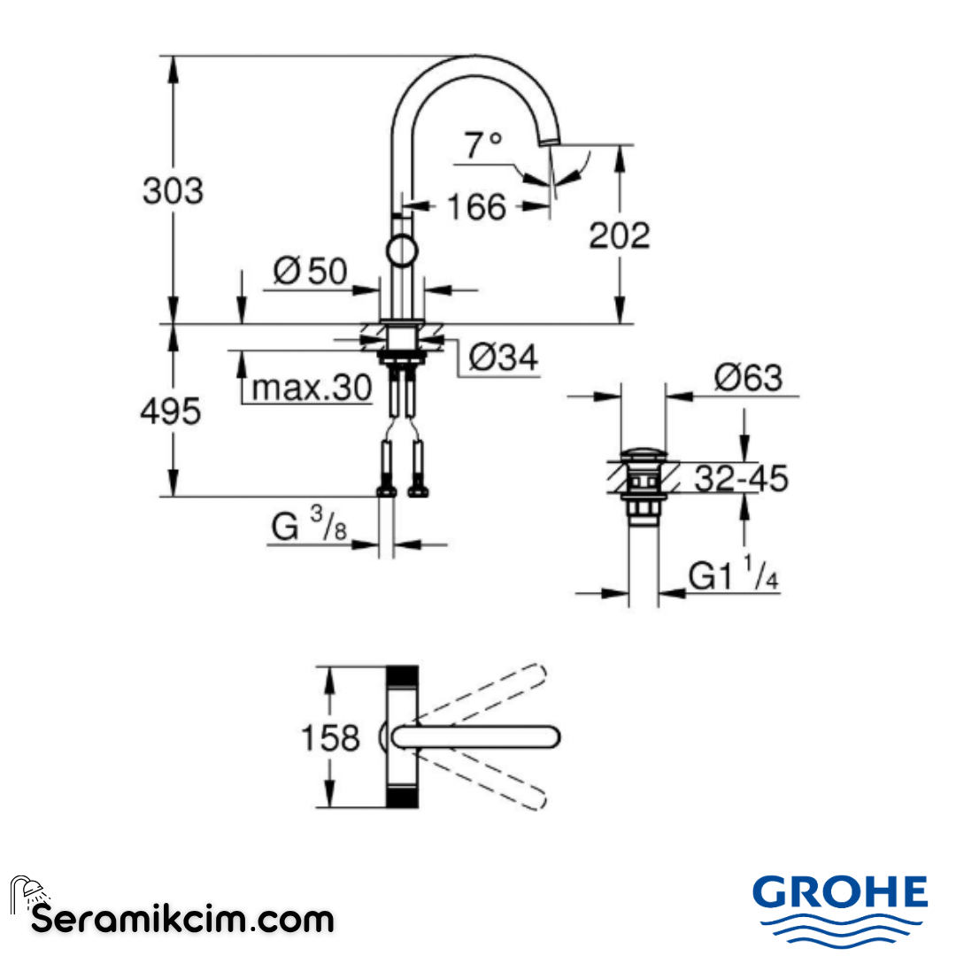 Grohe Atrio Private Collection Yüksek Lavabo Bataryası, Fırçalı Bakır (L-Boy) 21138DL0