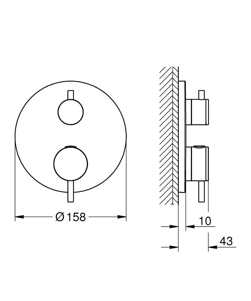 Grohe Atrio Termostatik Banyo/Duş Bataryası (Sıva Üstü Grubu), 2 Yollu, Fırçalı Altın 24359GN0