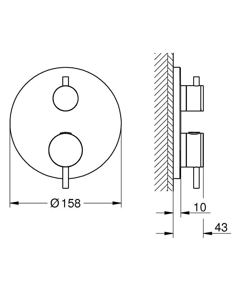 Grohe Atrio Termostatik Banyo/Duş Bataryası (Sıva Üstü Grubu), 2 Yollu, Fırçalı Altın 24358GN0