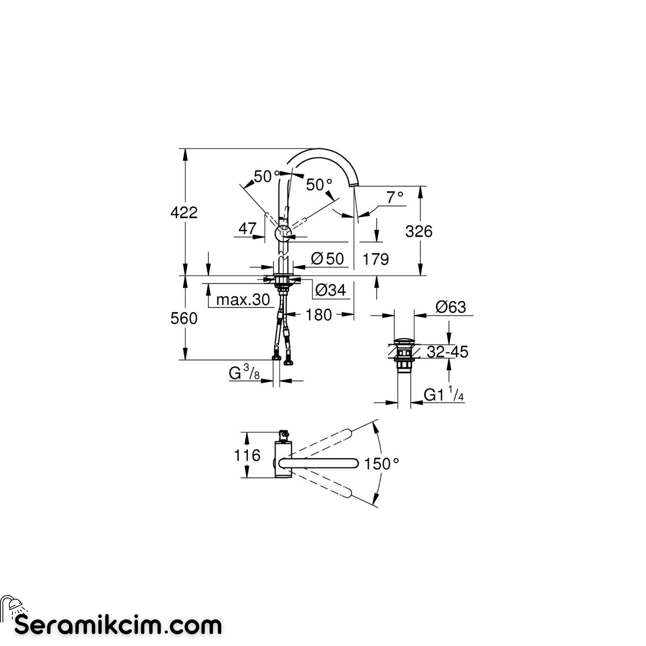 Grohe Atrio Tezgah Üstü Lavabo Bataryası, Parlak Altın 24365GL0