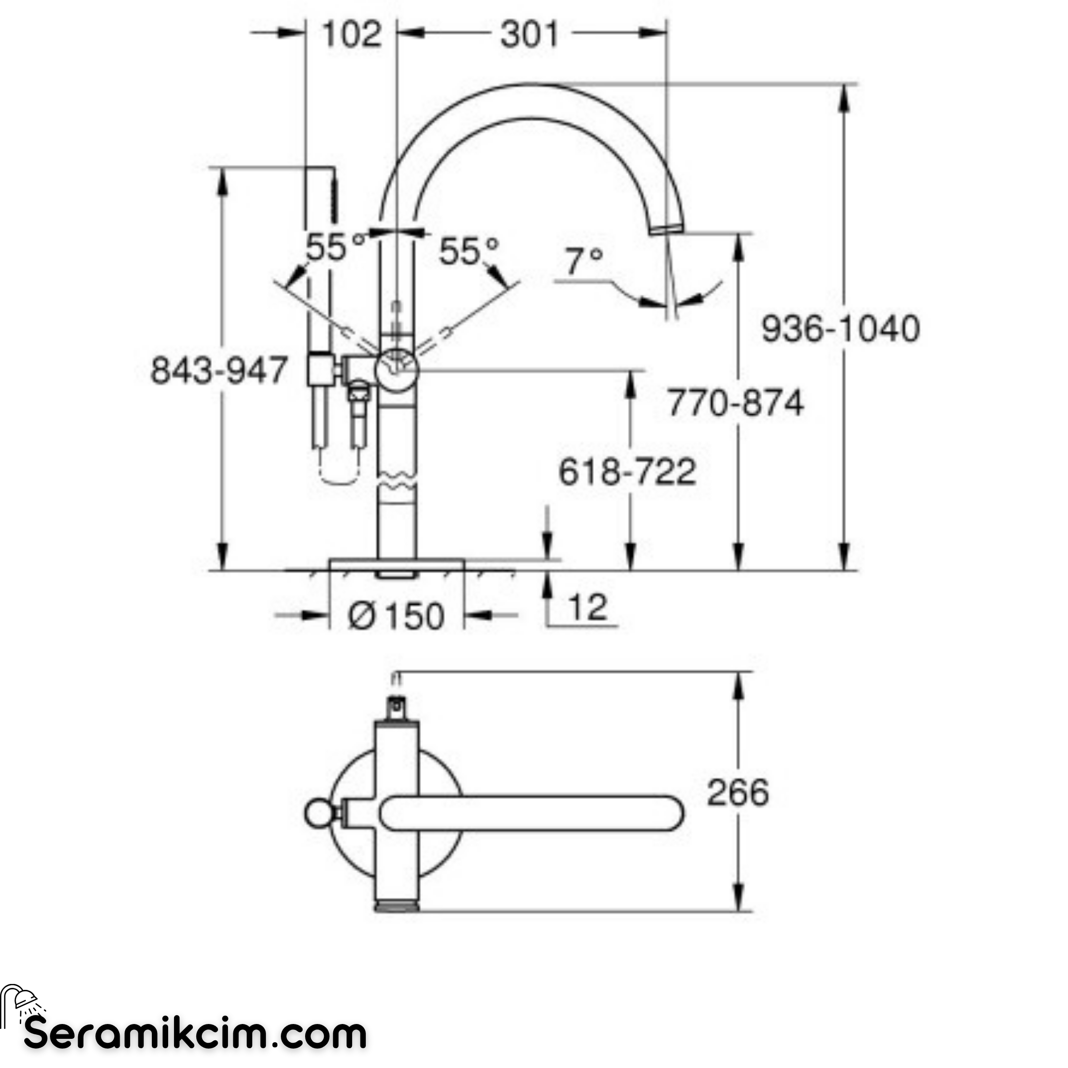 Grohe Atrio Yerden Küvet Bataryası (Sıva Üstü Grubu), Fırçalı Sert Grafit 24368AL0