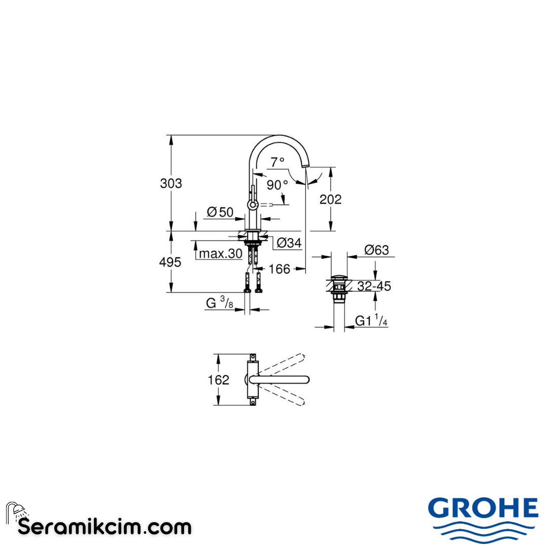 Grohe Atrio Yüksek Lavabo Bataryası (L-Boy), Parlak Bakır 21145DA0 - 21145DA0