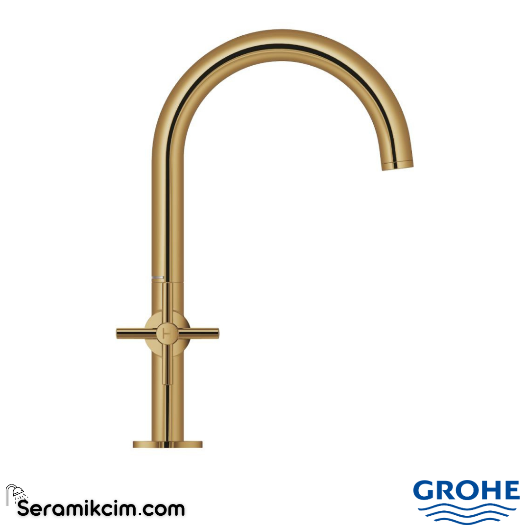 Grohe Atrio Yüksek Lavabo Bataryası (L-Boy), Parlak Altın 21144GL0 - 21144GL0