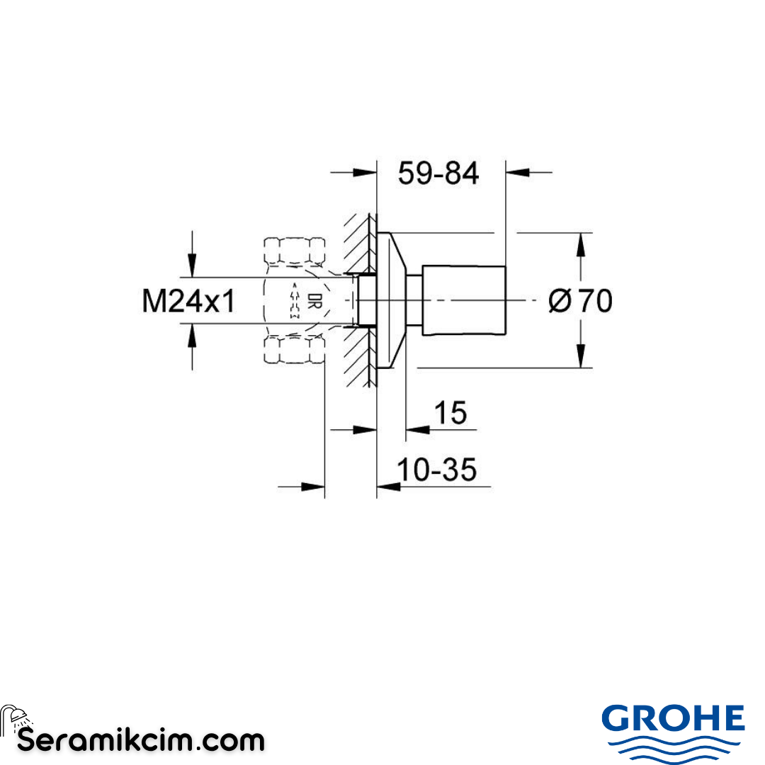 Grohe Bau Cosmopolitan Ankastre Stop Valf, Fırçalı Sert Grafit (Sıva Üstü Grubu) 19917AL0