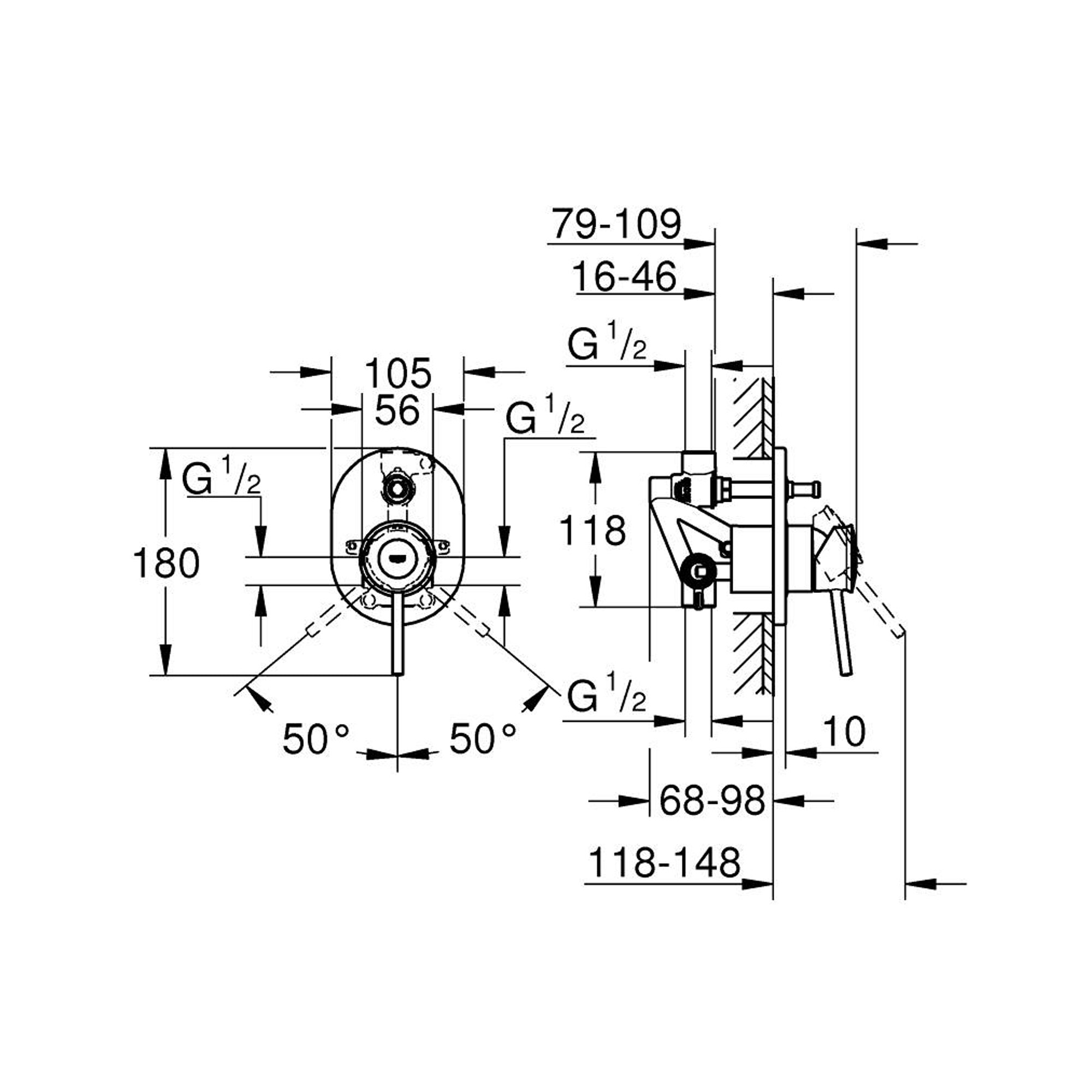 Grohe BauClassic Ankastre Banyo/Duş Bataryası Krom 29047000