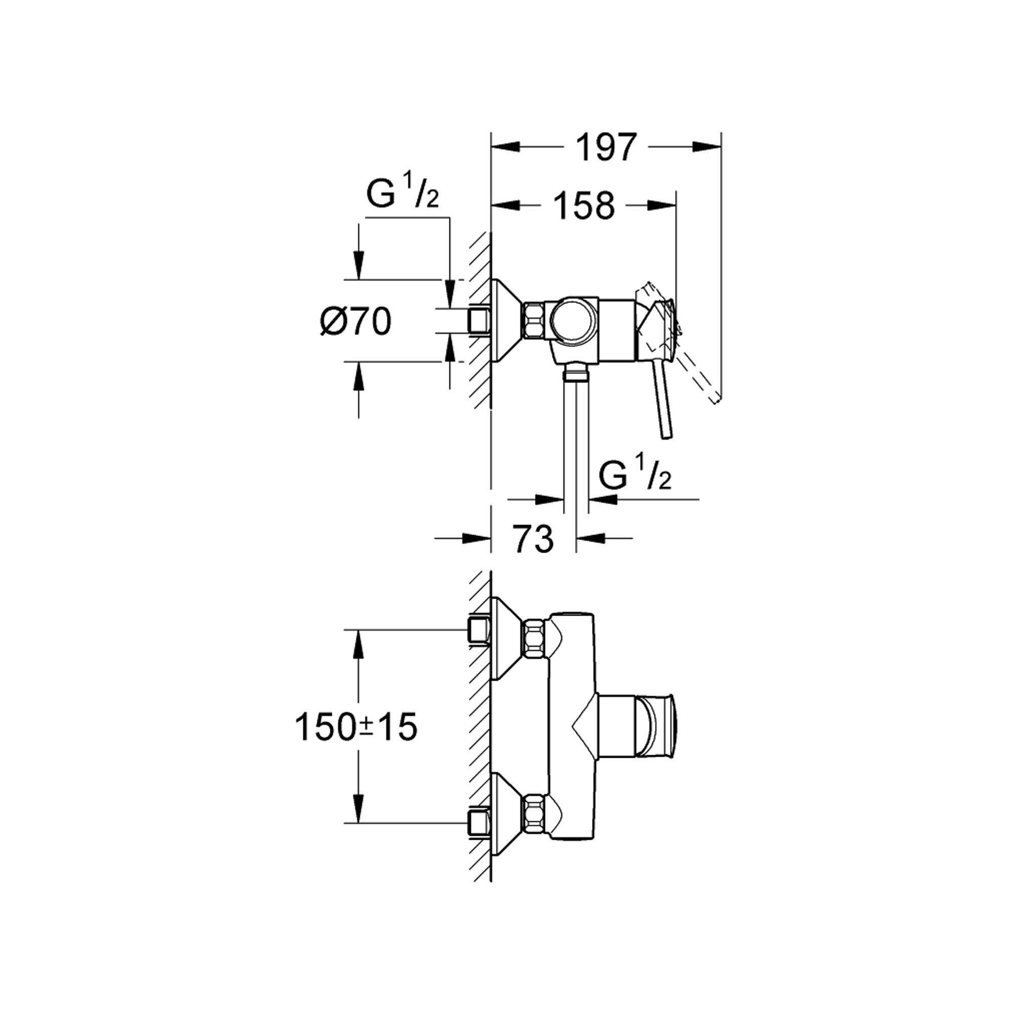 Grohe BauClassic Duş Bataryası Krom 32867000