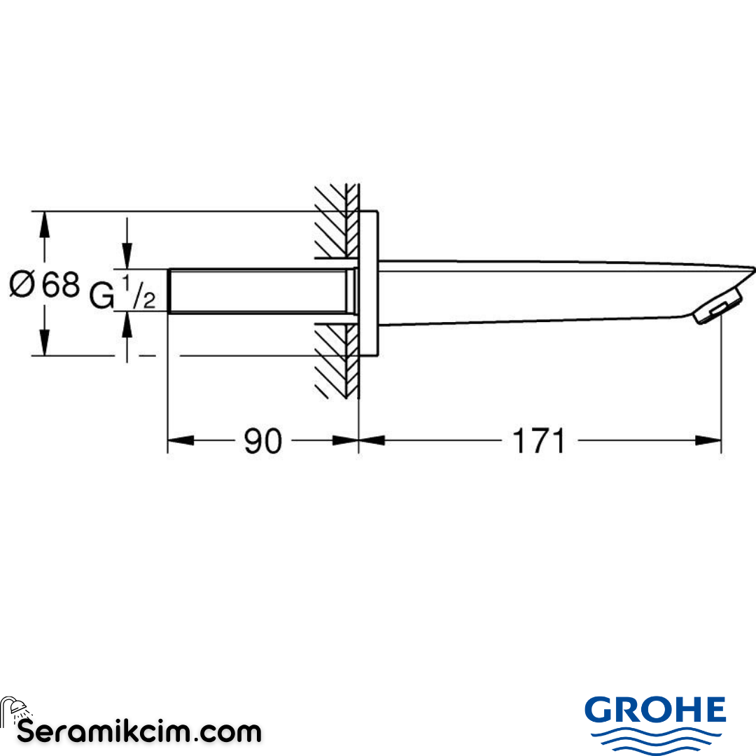 Grohe BauCosmopolitan Neutral Çıkış ucu Krom 13255001