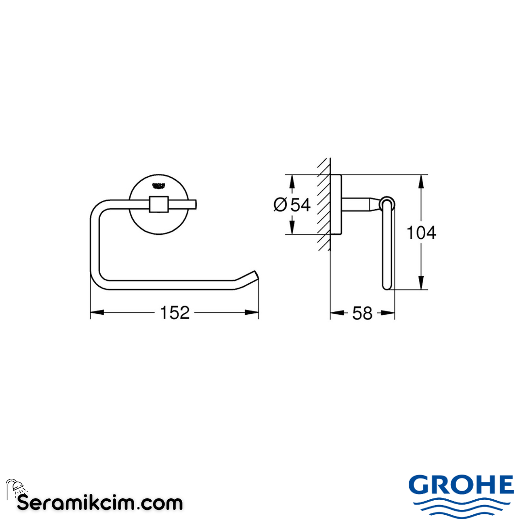 Grohe BauCosmopolitan Tuvalet Kağıtlığı, Kapaksız Krom 40457001 - 40457001