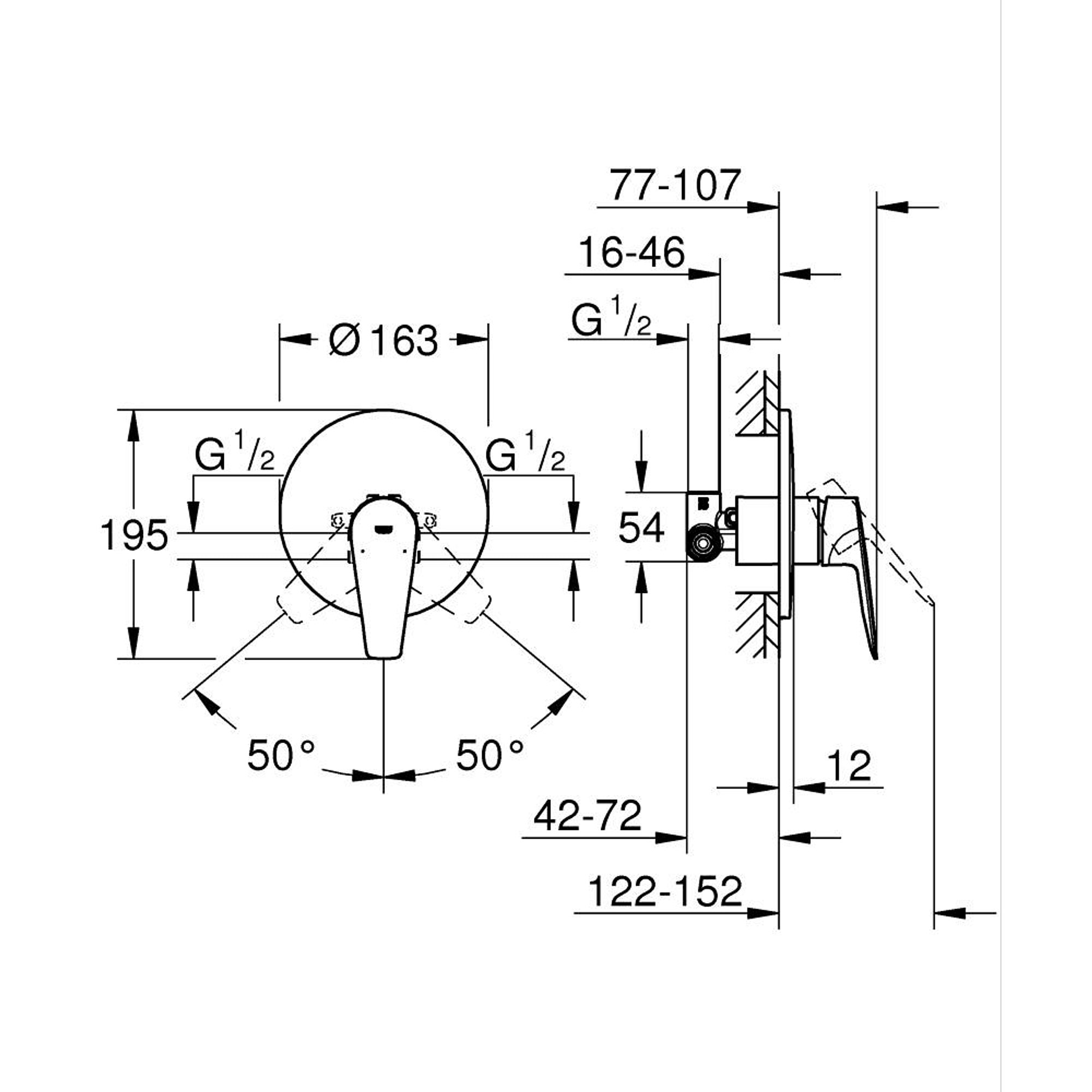 Grohe BauEdge Ankastre Duş Bataryası Krom 29078001