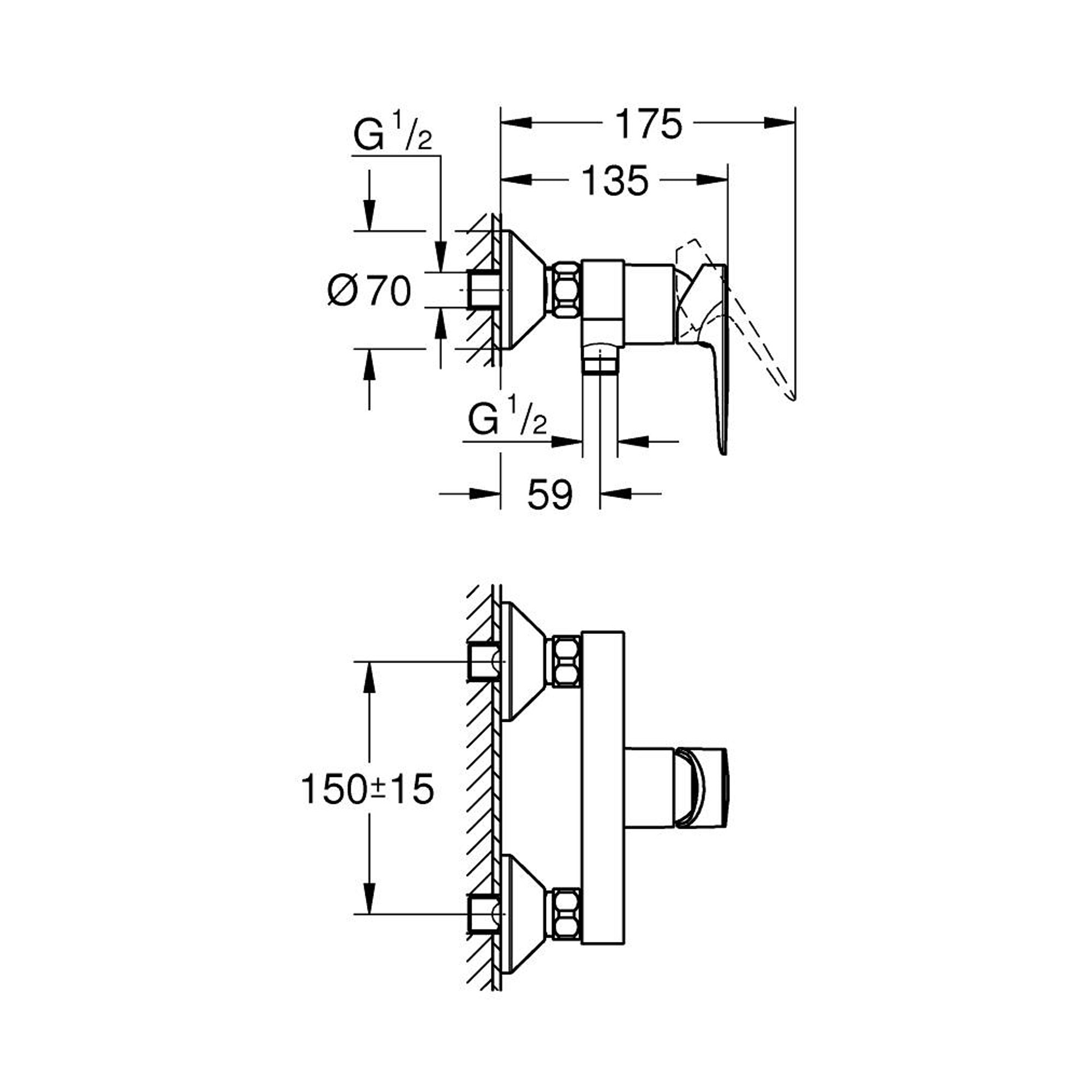 Grohe BauEdge Duş Bataryası Krom 23636001