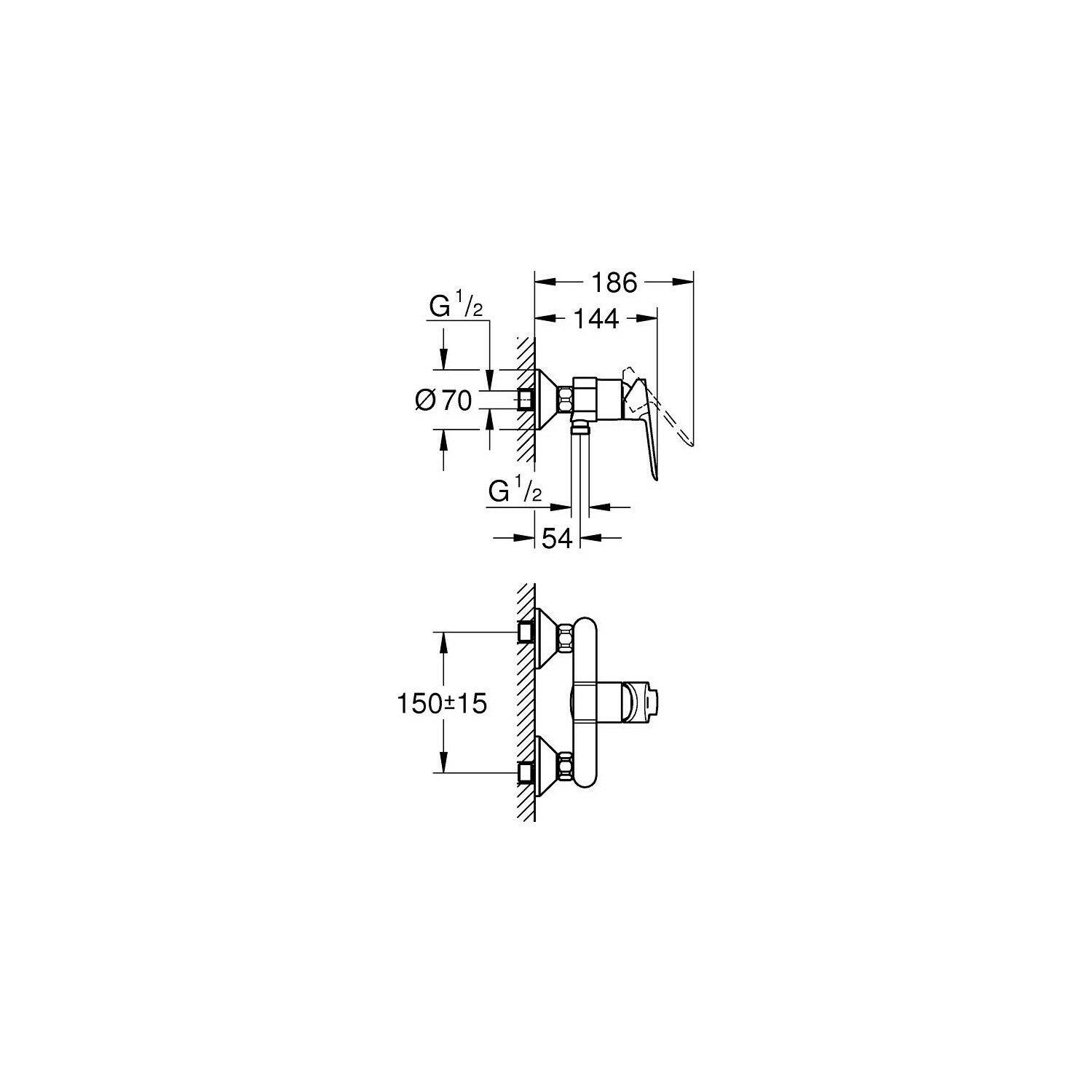 Grohe BauEdge Duş Bataryası Krom - 23636000
