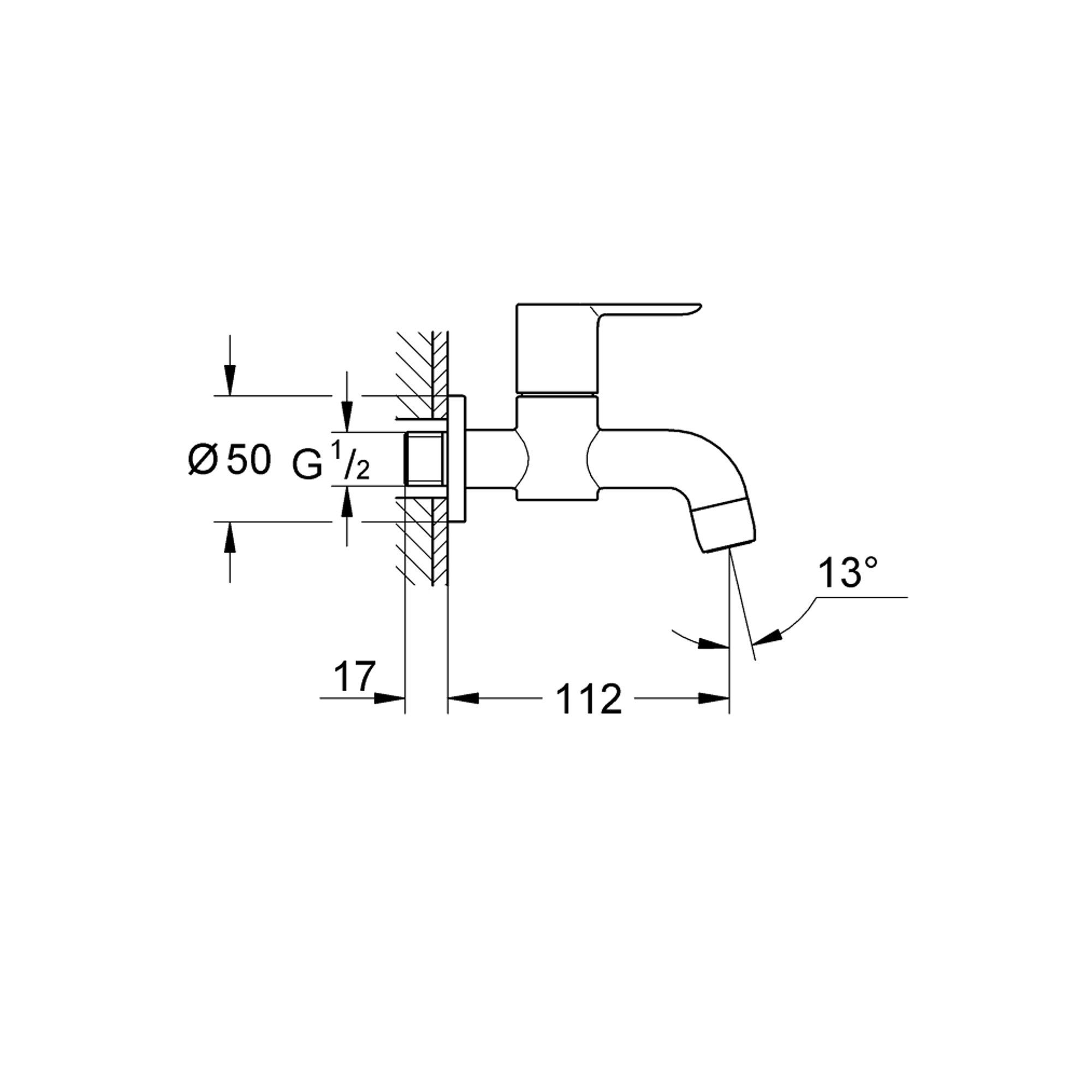 Grohe BauEdge Duvardan Tek Musluk Krom 20238000