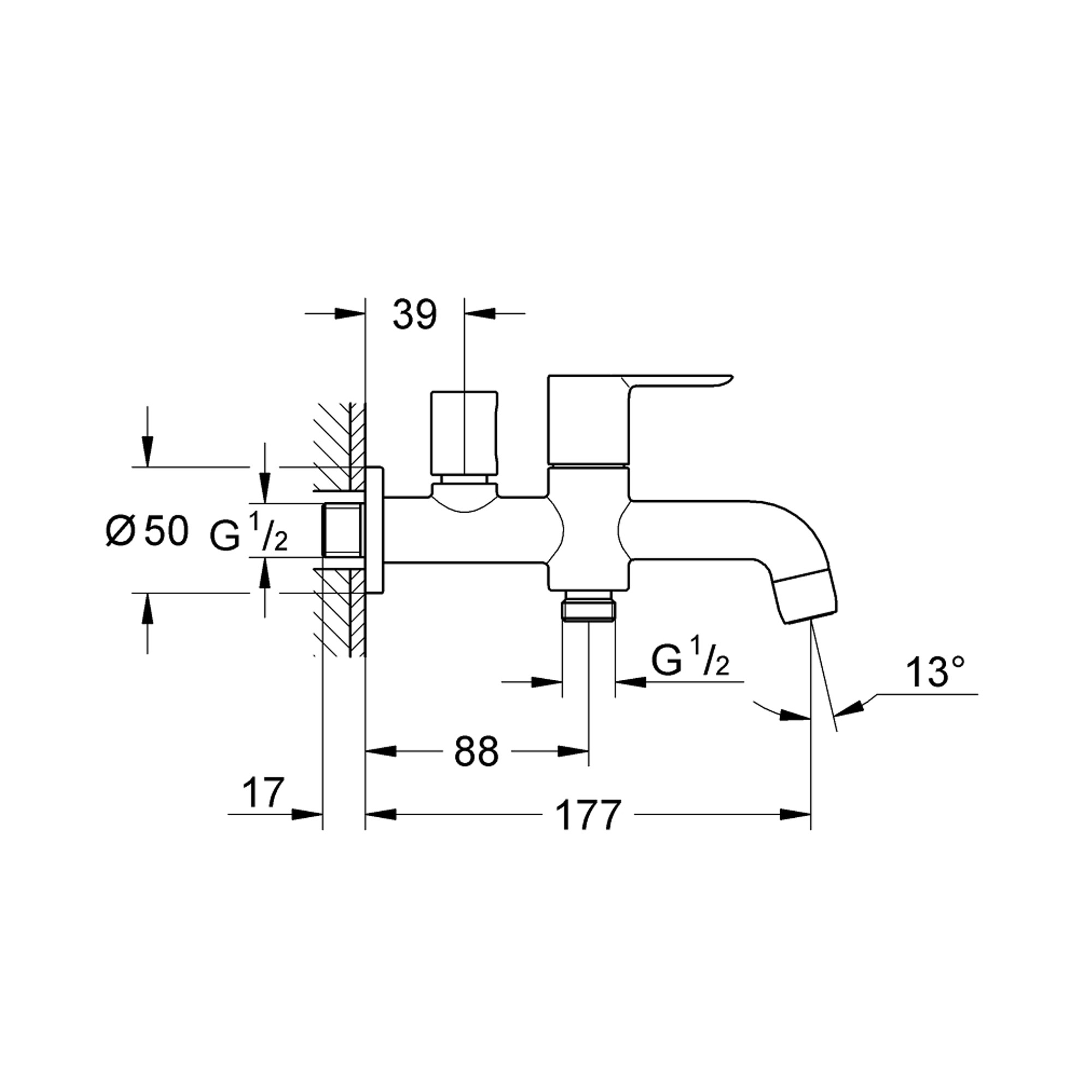 Grohe BauEdge El Duşu Çıkışlı Musluk Krom 20284000
