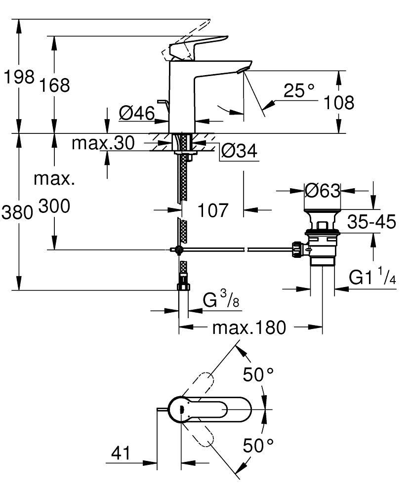 Grohe BauEdge Lavabo Bataryası Krom - 23758000