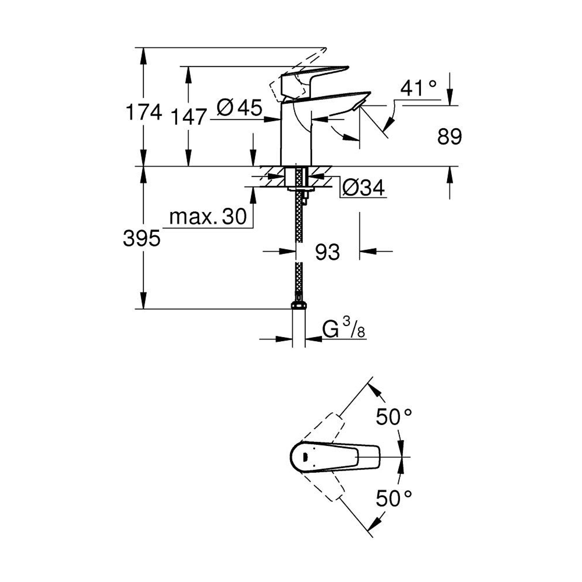 Grohe BauEdge Lavabo Bataryası S Boy Krom 23330001