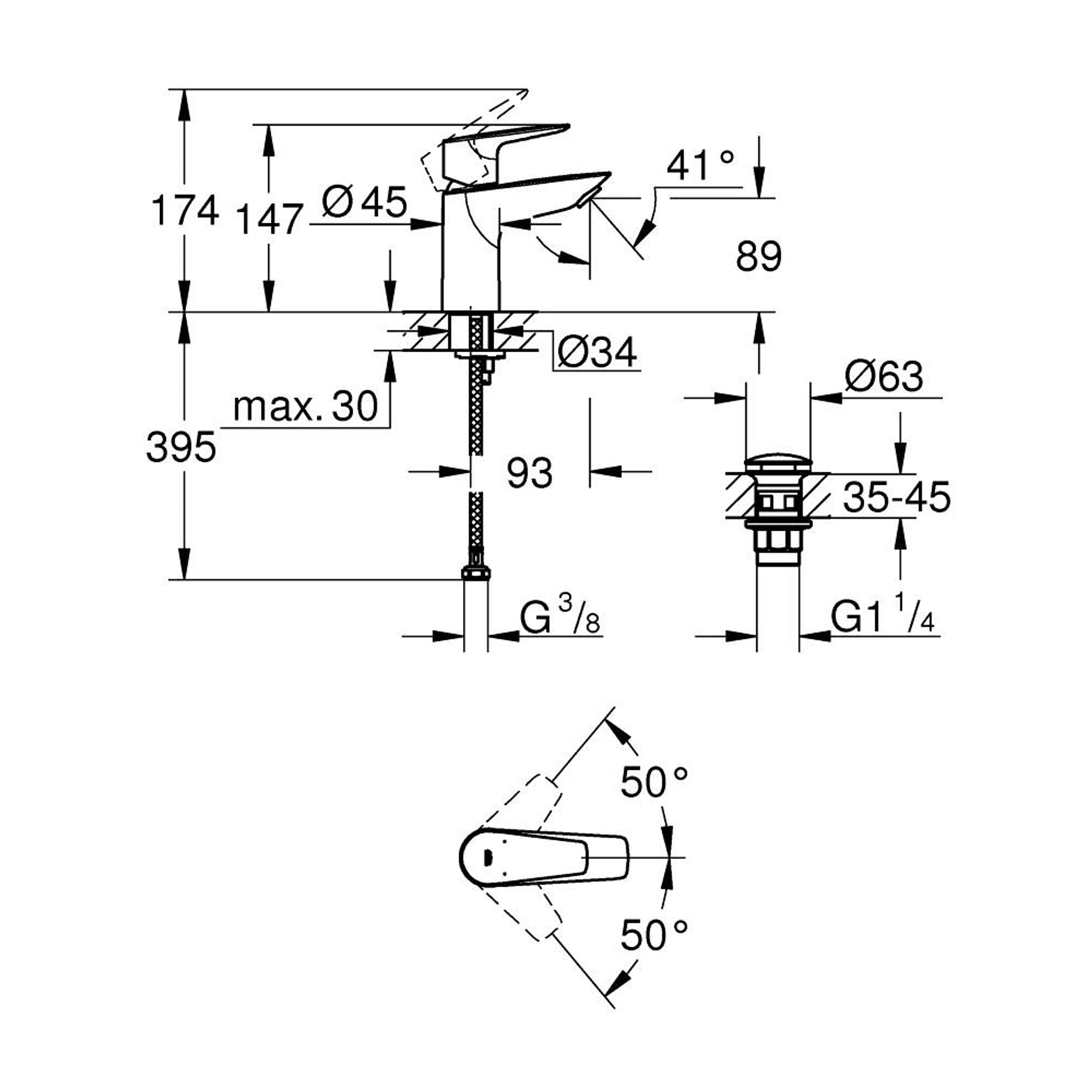 Grohe BauEdge Lavabo Bataryası S Boy Krom 23895001