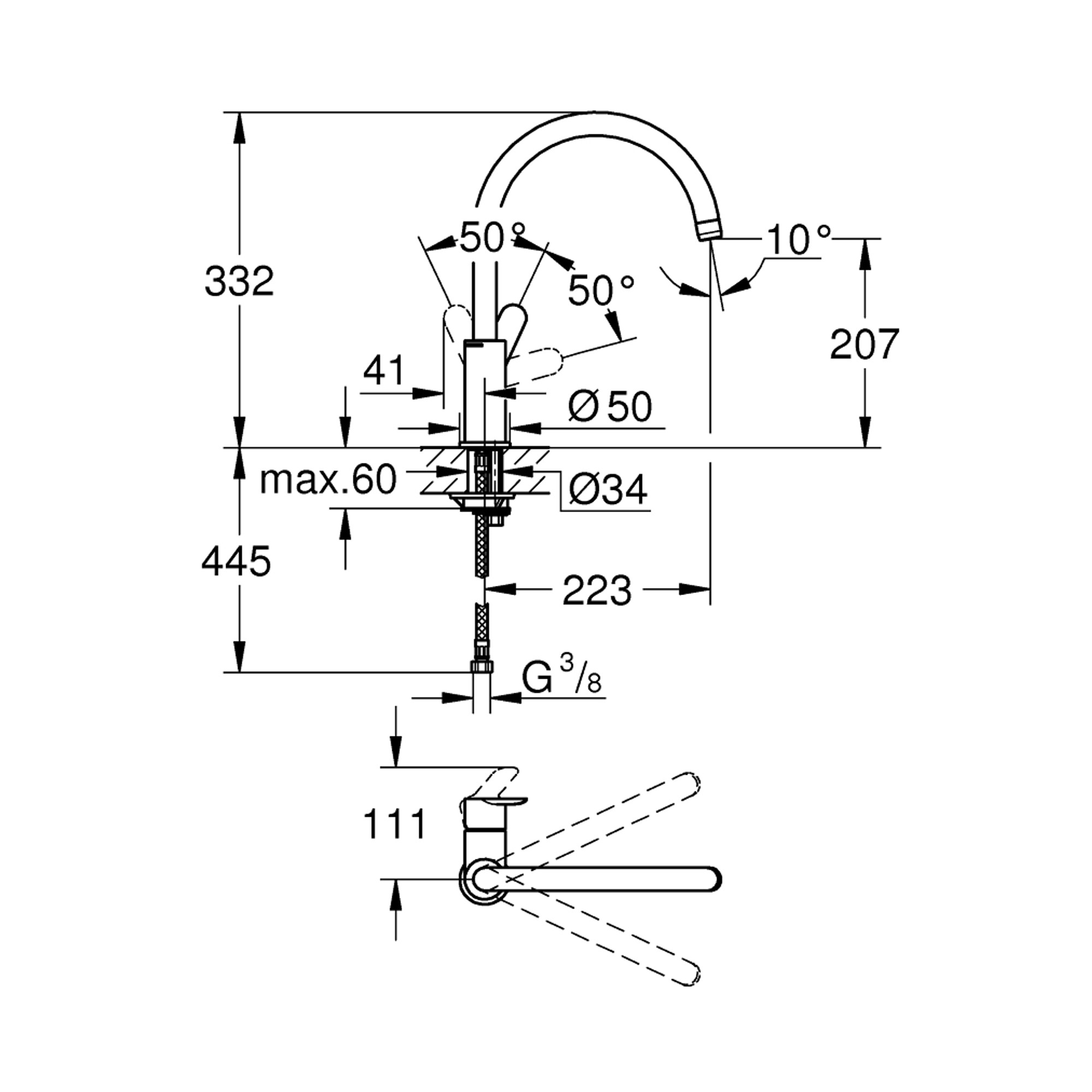 Grohe BauEdge Mutfak Bataryası Krom 31367000