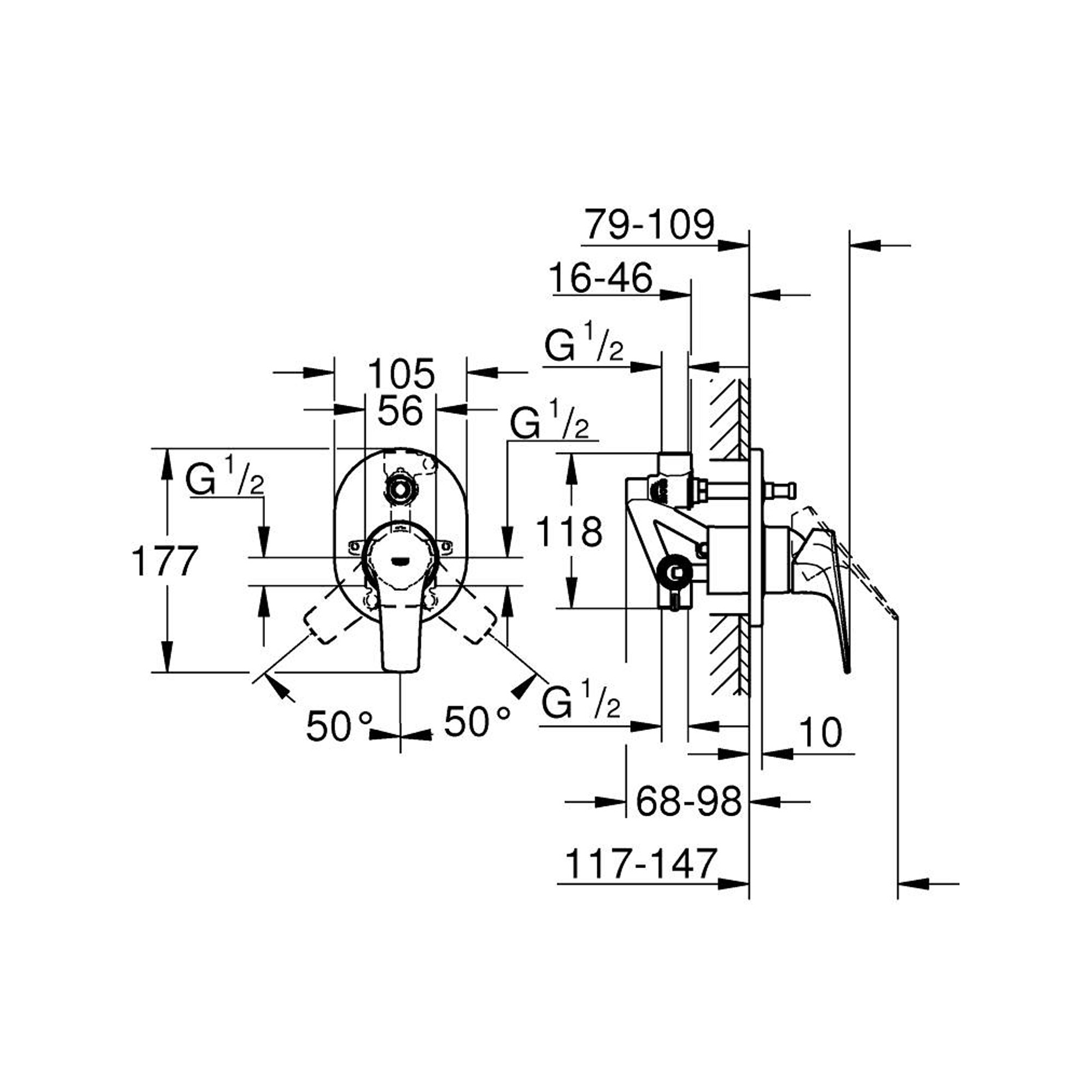 Grohe BauFlow Ankastre Banyo/Duş Bataryası Krom 29045000