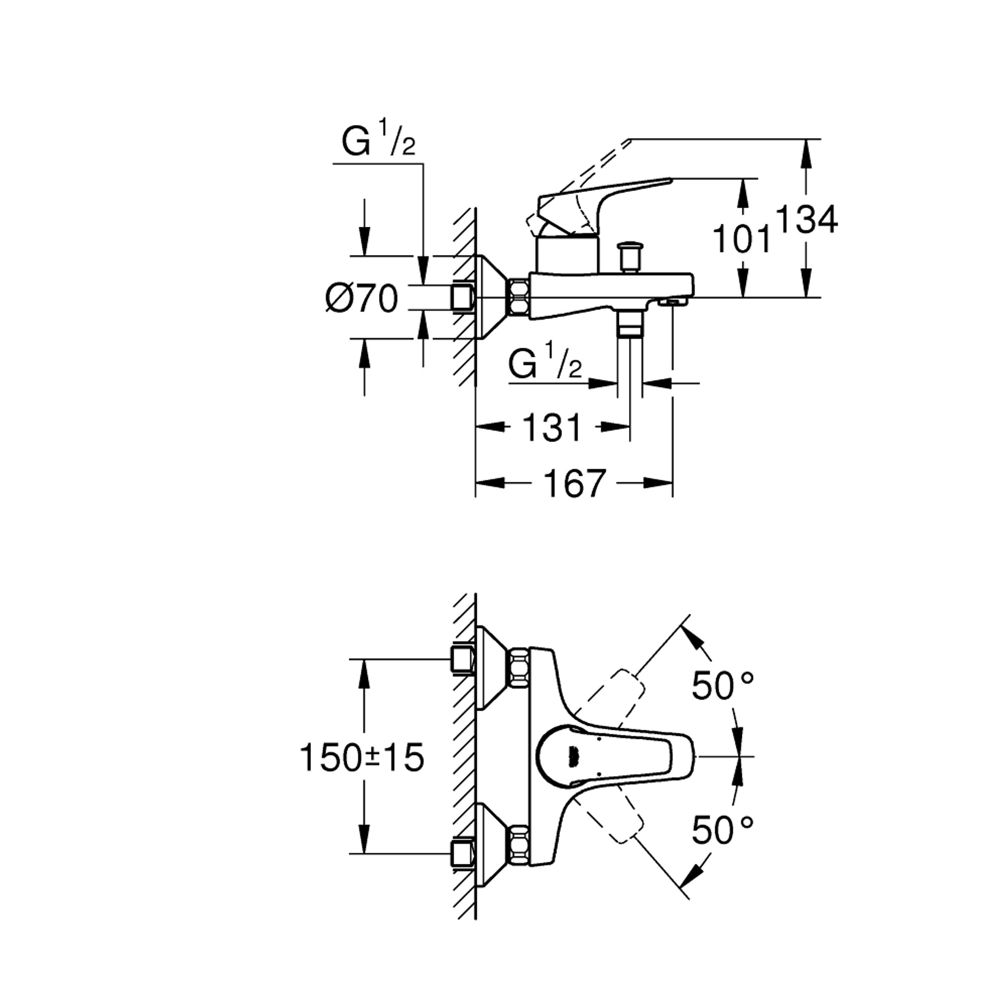 Grohe BauFlow Banyo Bataryası Krom 23756000