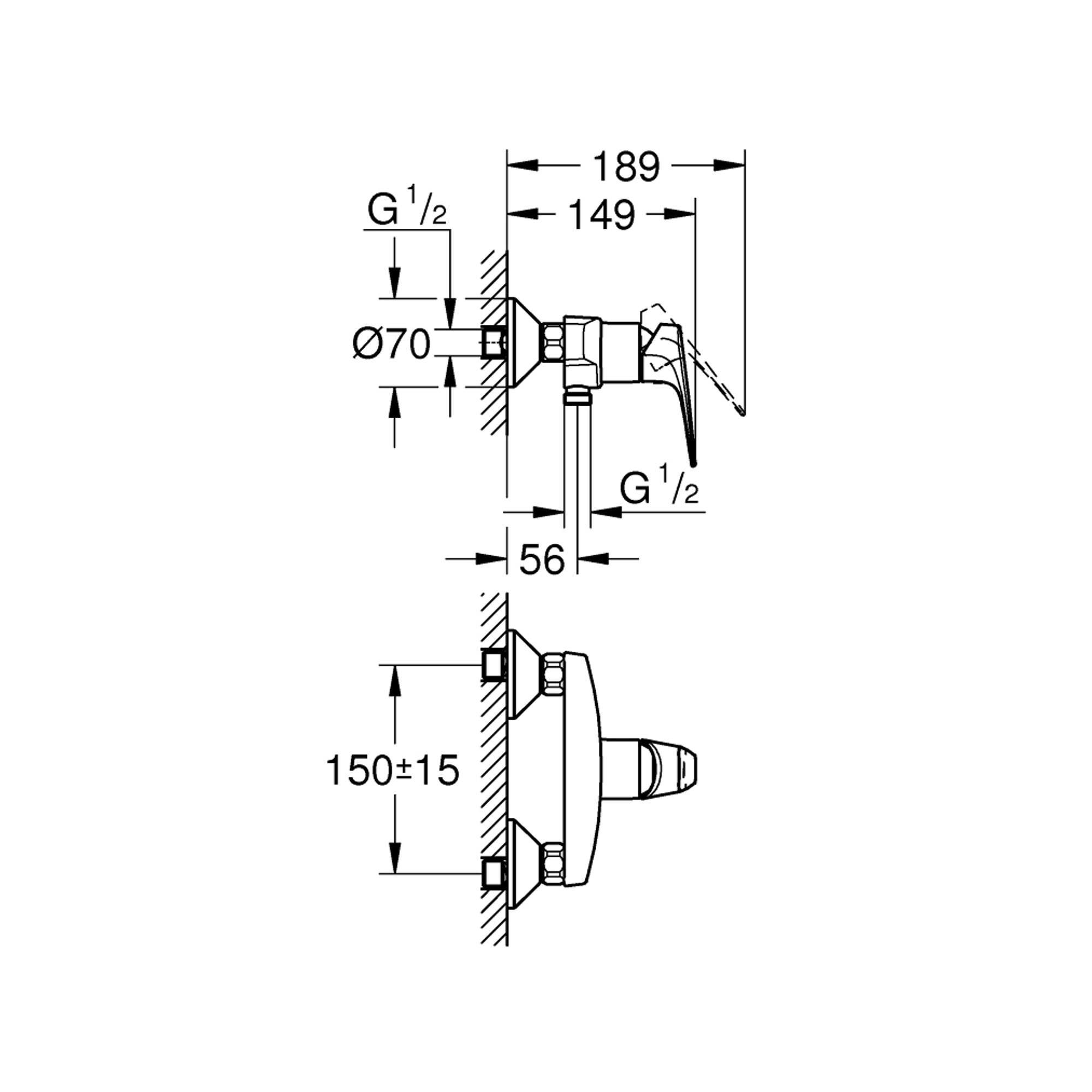 Grohe BauFlow Duş Bataryası Krom 23632000