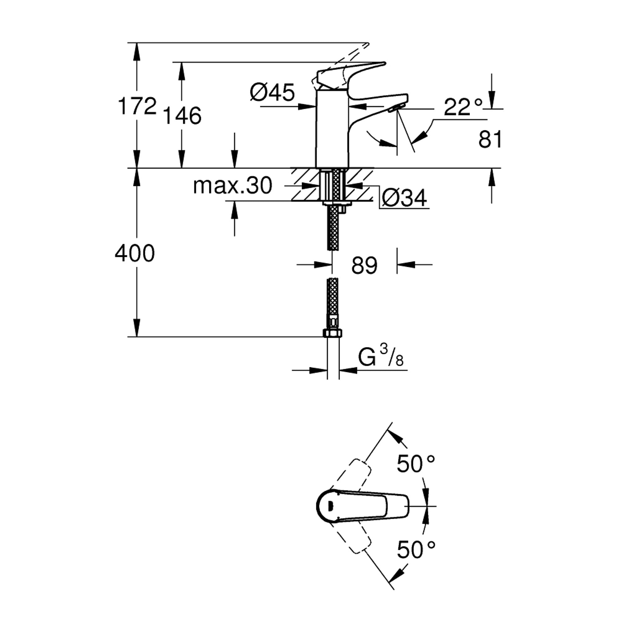 Grohe BauFlow Lavabo Bataryası S Boy Krom 23752000