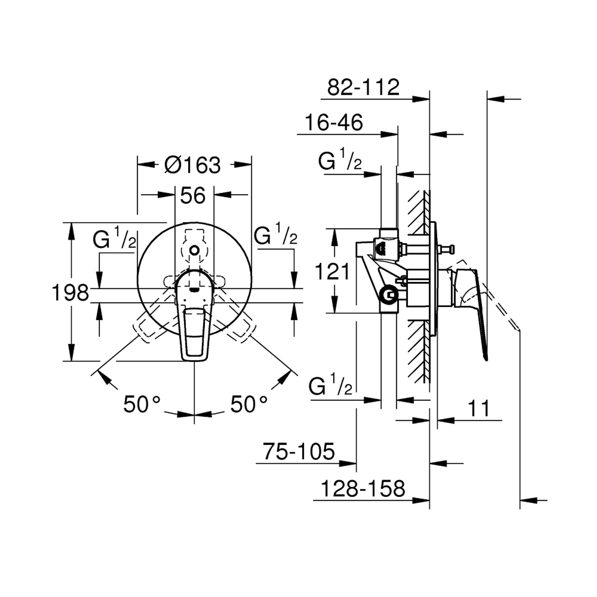 Grohe BauLoop Ankastre Banyo Bataryası Krom 29081001