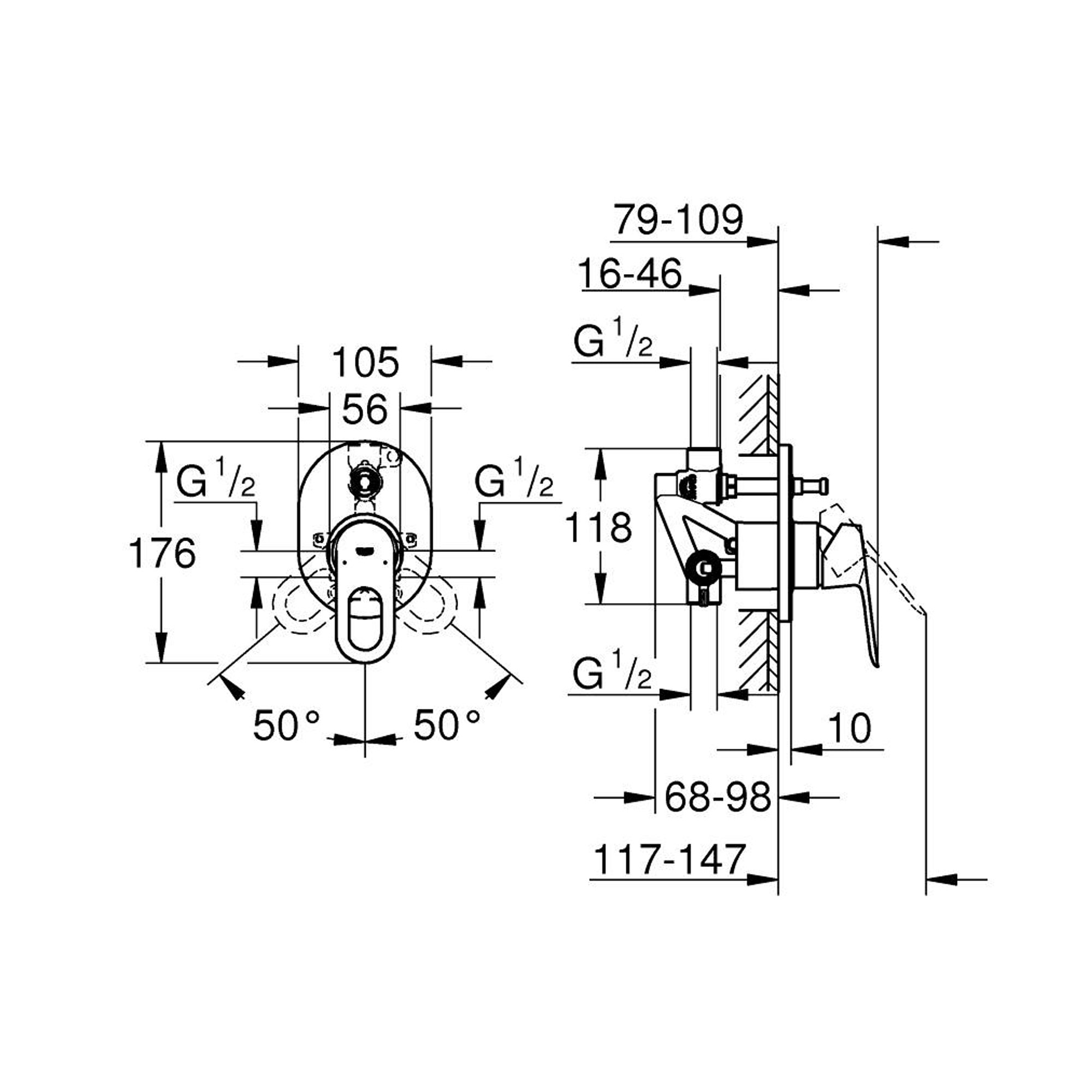 Grohe BauLoop Ankastre Banyo Duş Bataryası (Sıva Üstü Grubu) Krom 29041000