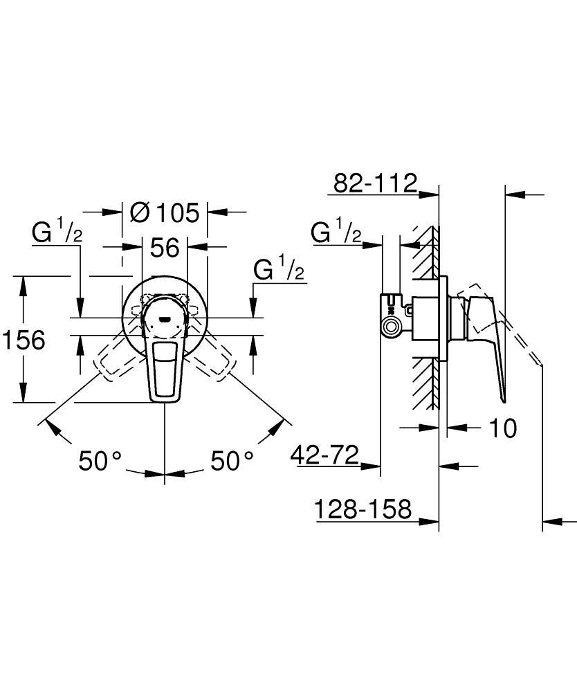 Grohe BauLoop Ankastre Duş Bataryası Krom 29042001