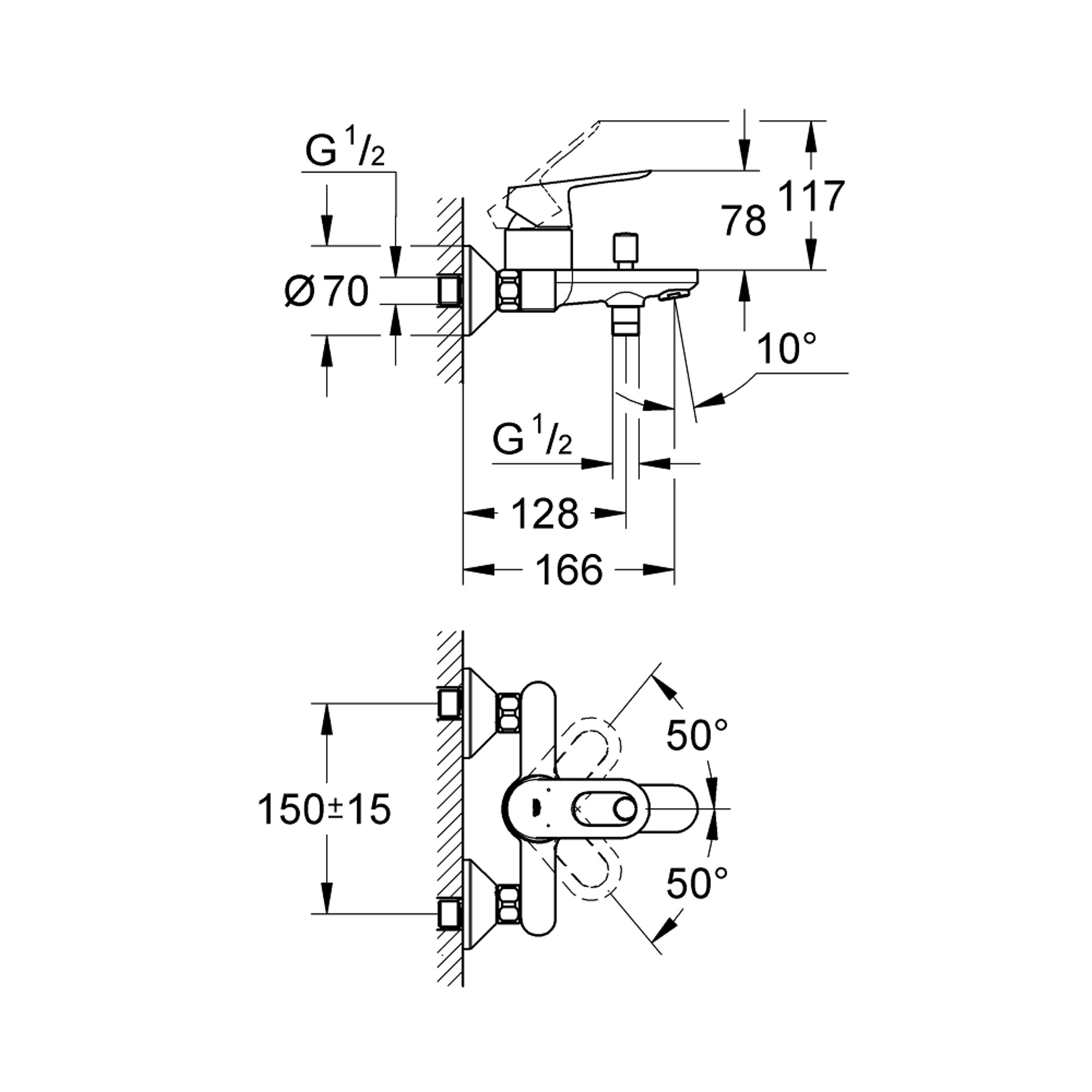 Grohe BauLoop Banyo Bataryası Krom 23341000