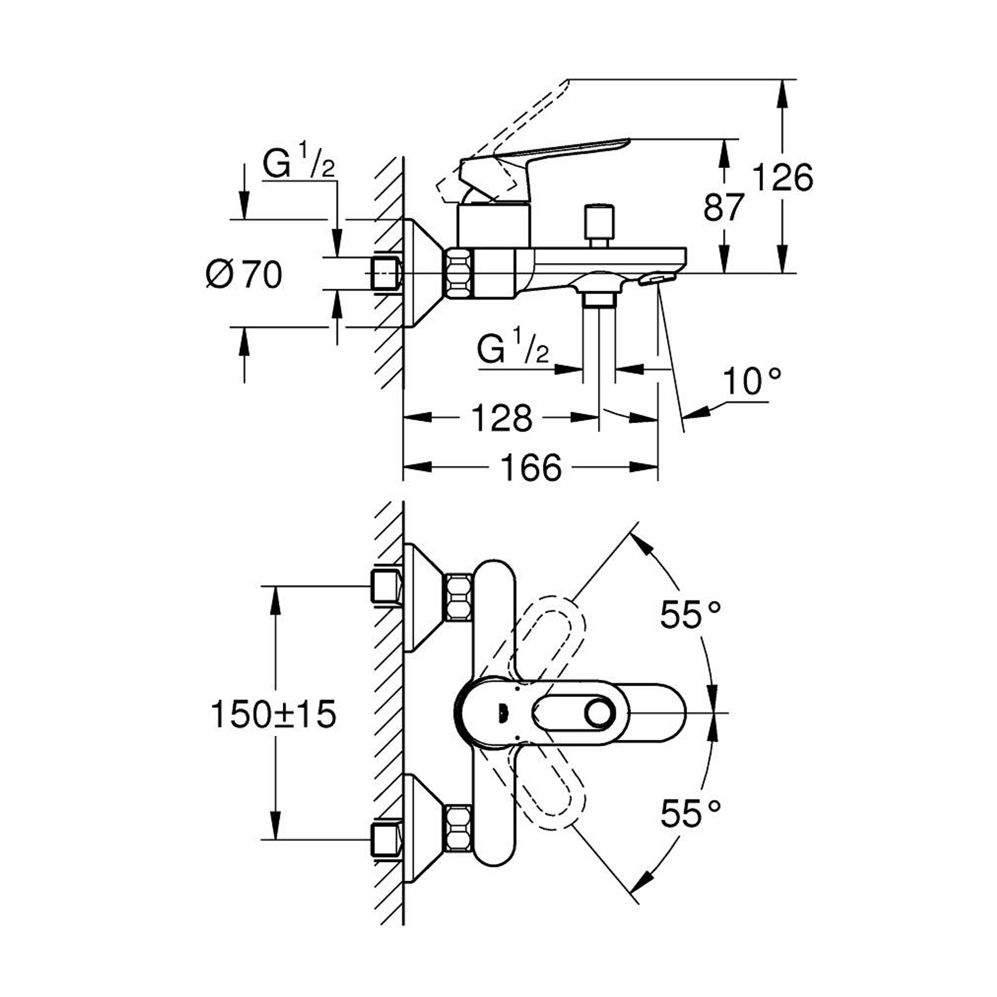 Grohe BauLoop Banyo Bataryası Krom 23603000