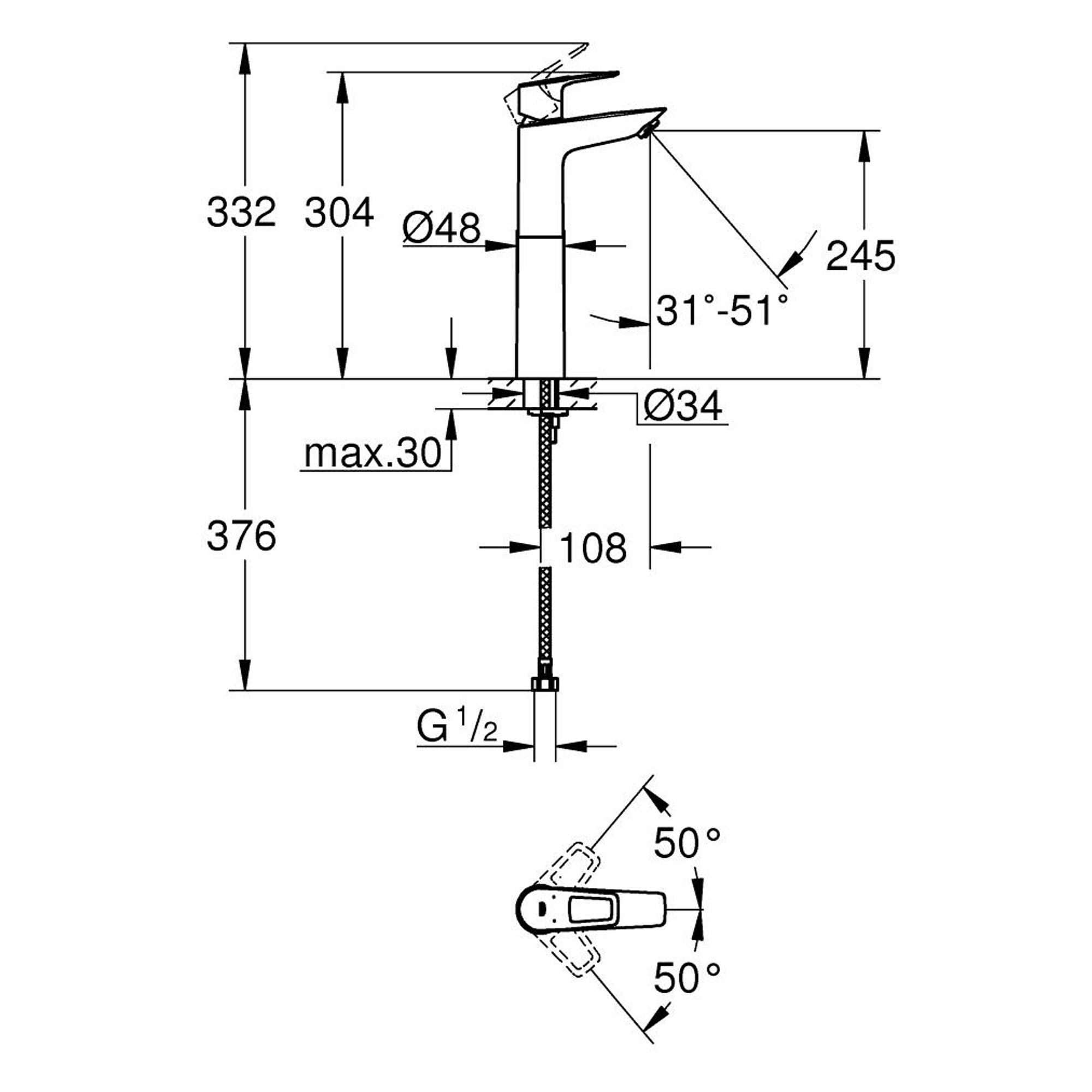 Grohe BauLoop Çanak Lavabo Bataryası Krom 32856001