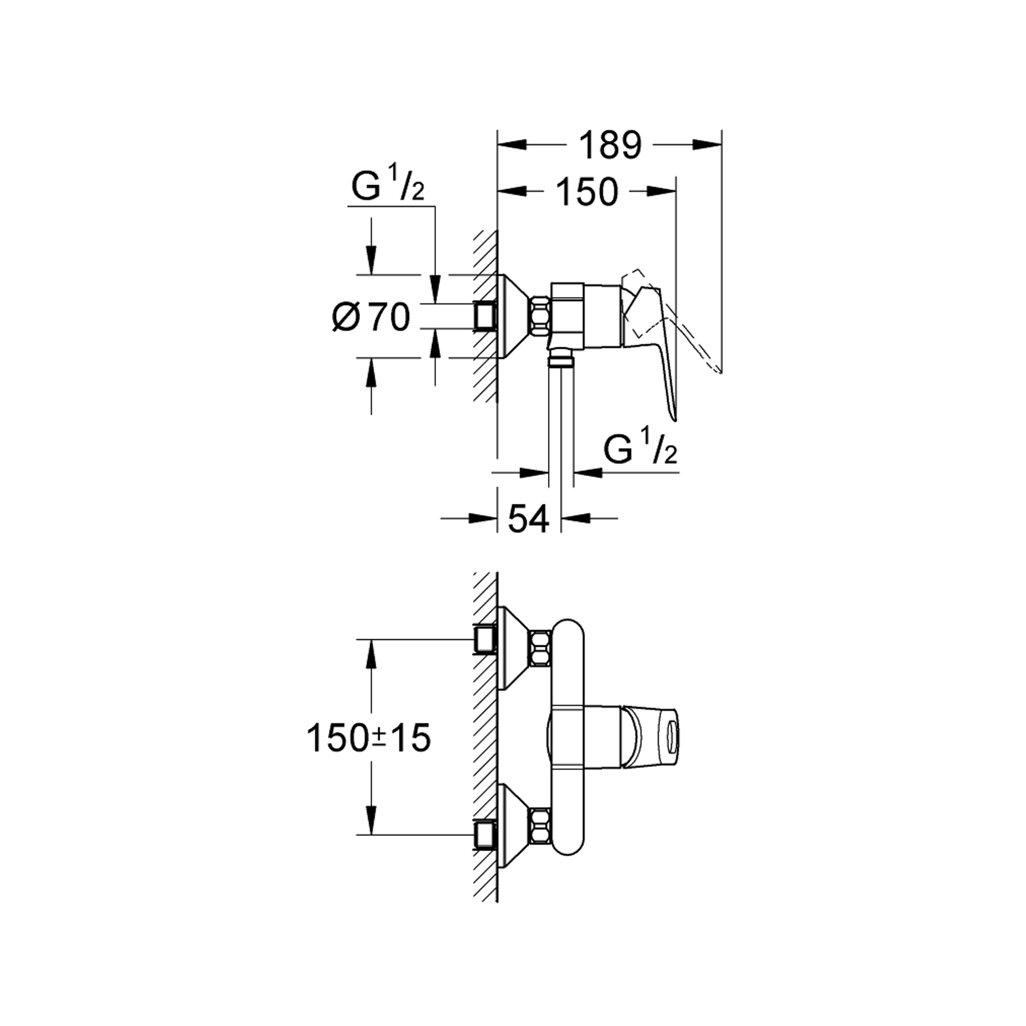 Grohe BauLoop Duş Bataryası Krom 23340000