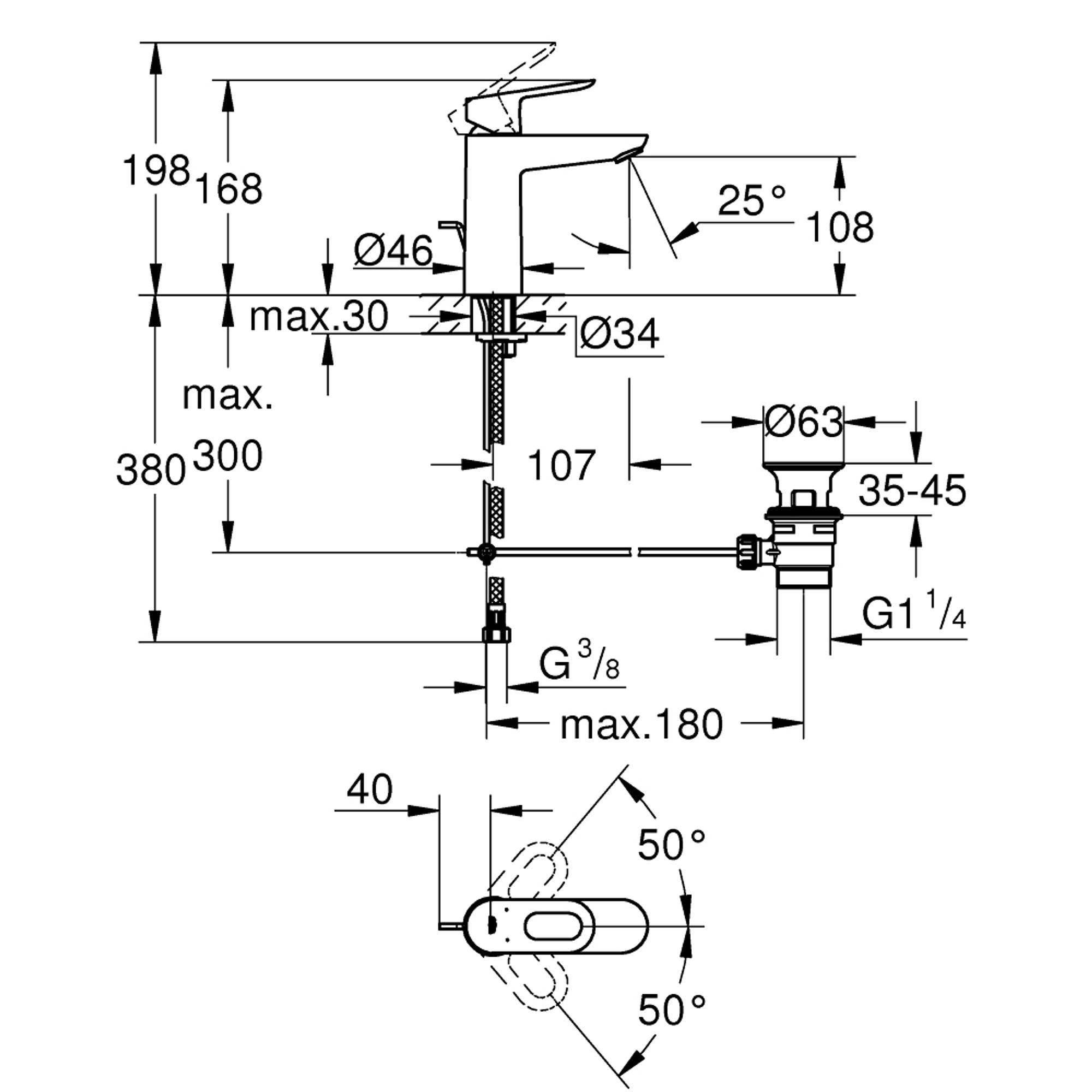 Grohe BauLoop Lavabo Bataryası M Boy Krom 23762000