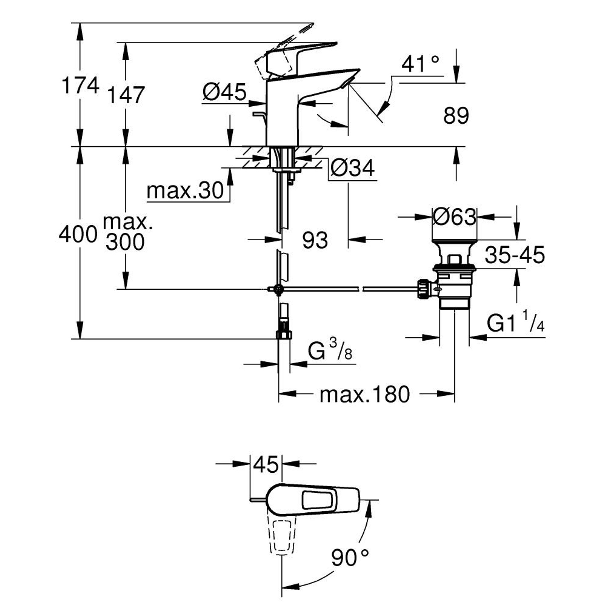 Grohe BauLoop Lavabo Bataryası S Boy Krom 22054001