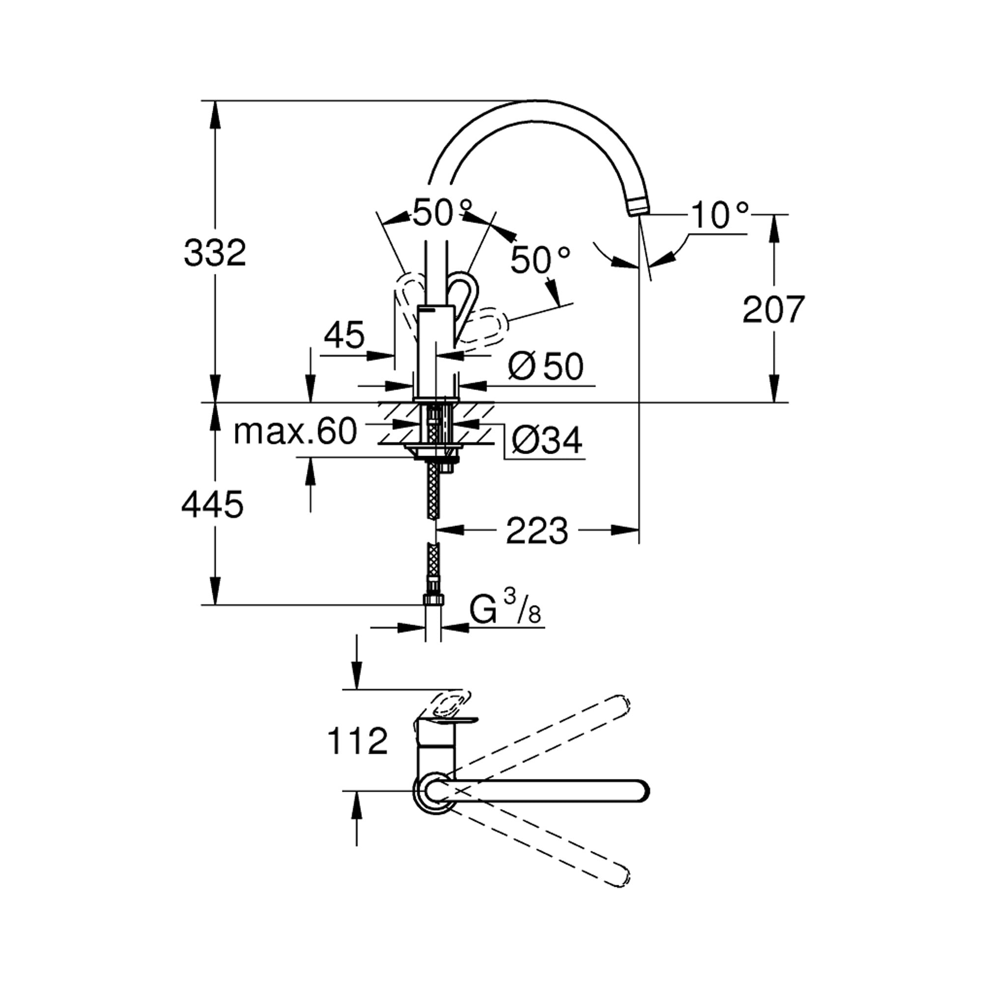 Grohe BauLoop Mutfak Bataryası Krom 31368000