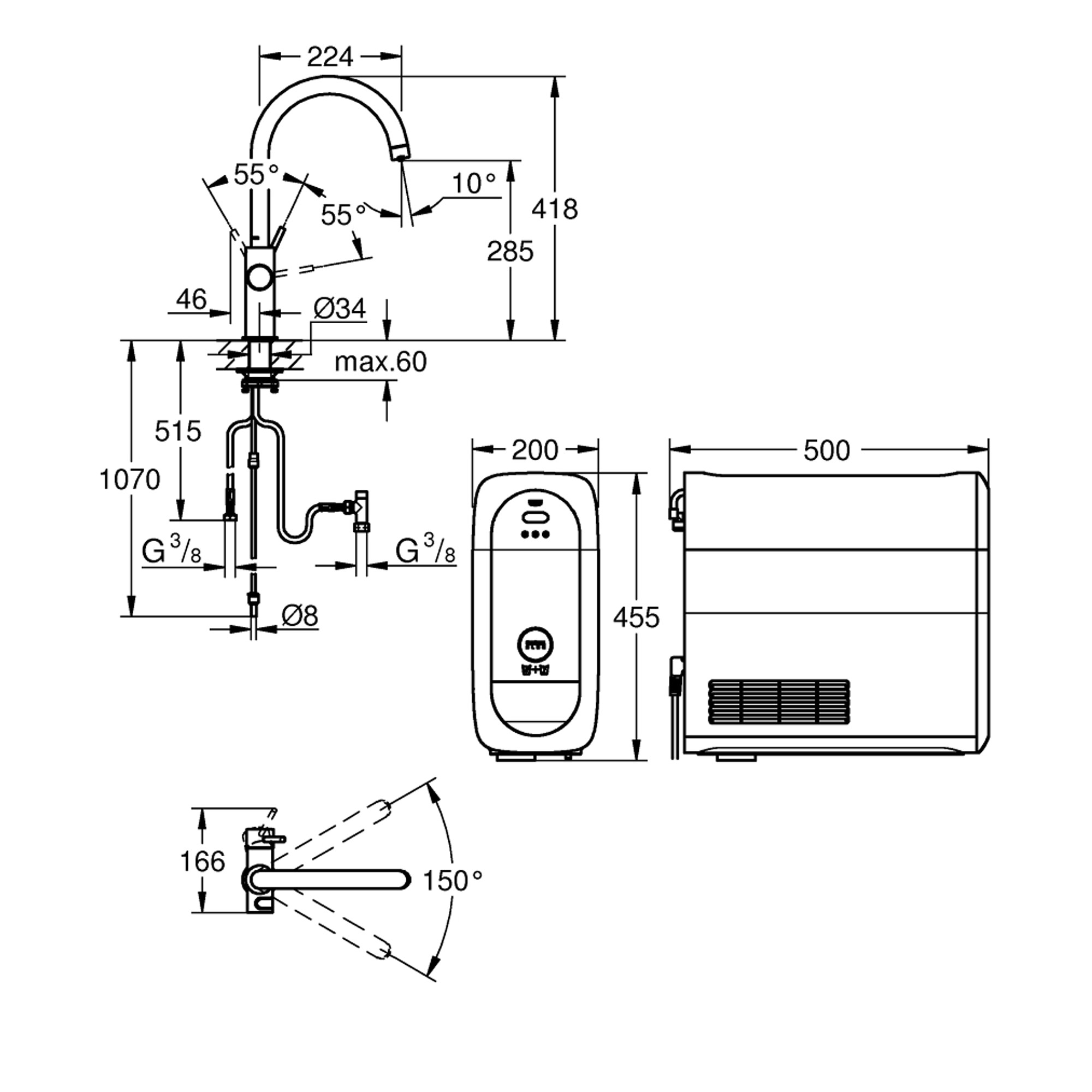 Grohe Blue Home Arıtmalı İçme Suyu ve Soda Yapan Mutfak Bataryası Krom 31545001