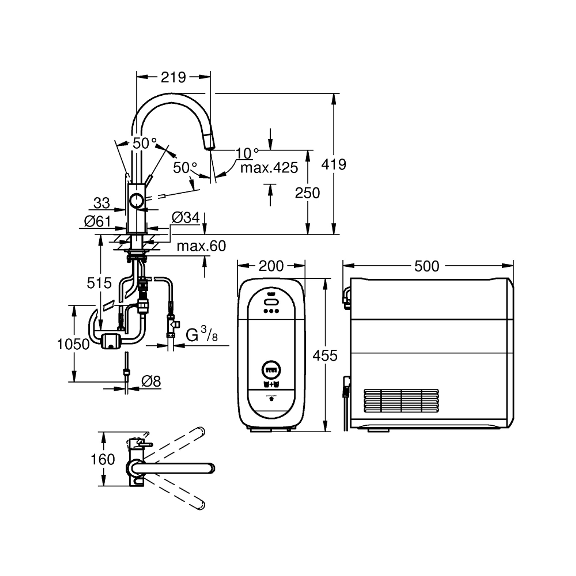 Grohe Blue Home Arıtmalı İçme Suyu ve Soda Yapan Spiralli Mutfak Bataryası Kadife Siyah 31541KS0
