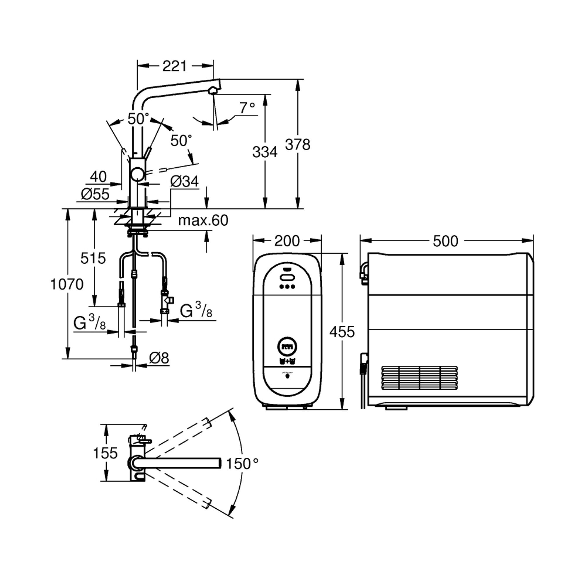 Grohe Blue Home Arıtmalı İçme Suyu ve Soda Yapan Mutfak Bataryası Krom 31454001