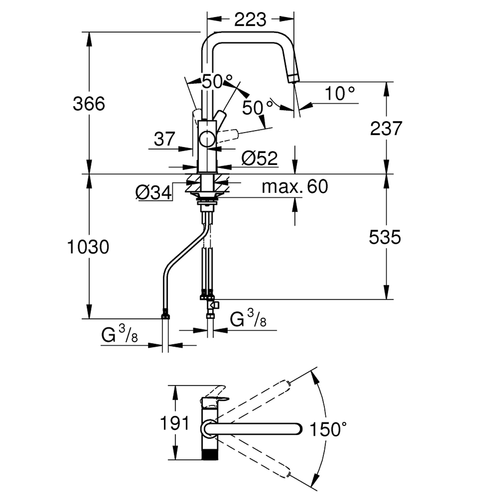Grohe Blue Pure Eurosmart Arıtma Musluğu Krom 30583000