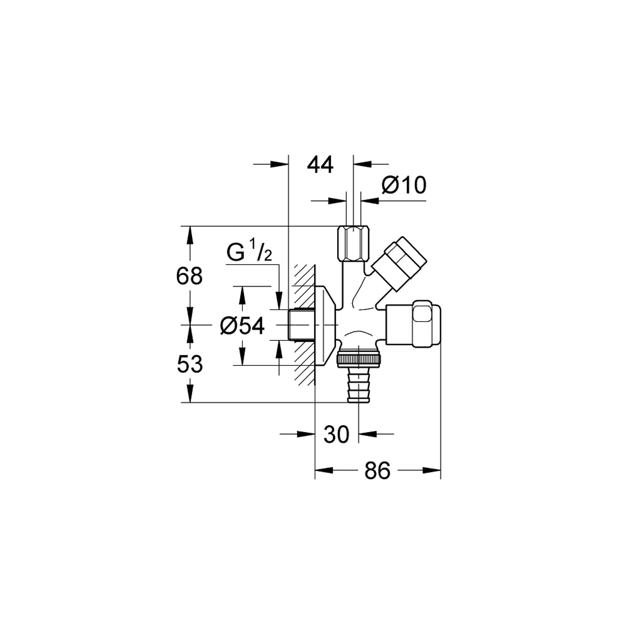 Grohe Bulaşık Makineleri ve Eviye Bataryaları İçin Çift Çıkışlı Ara Musluk Krom 41073000
