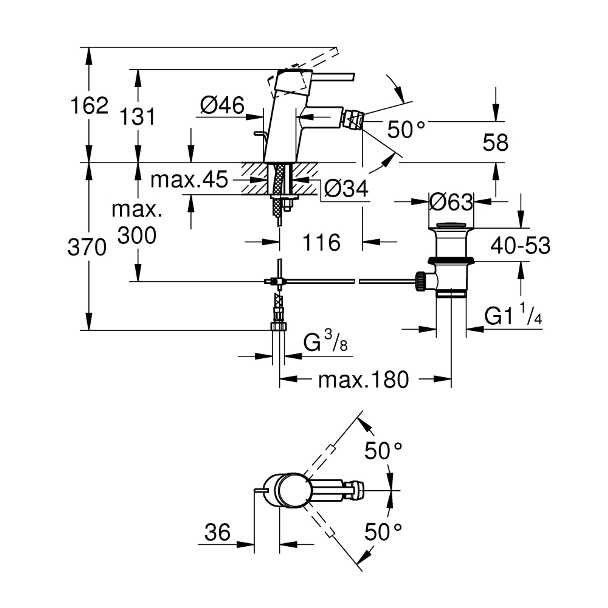 Grohe Concetto Bide Bataryası S Boy Krom 32208001