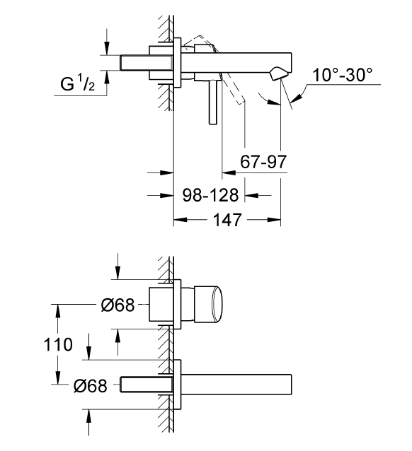 Grohe Concetto İki Delikli Ankastre Lavabo Bataryası (Sıva Üstü Grubu) Krom 19575001