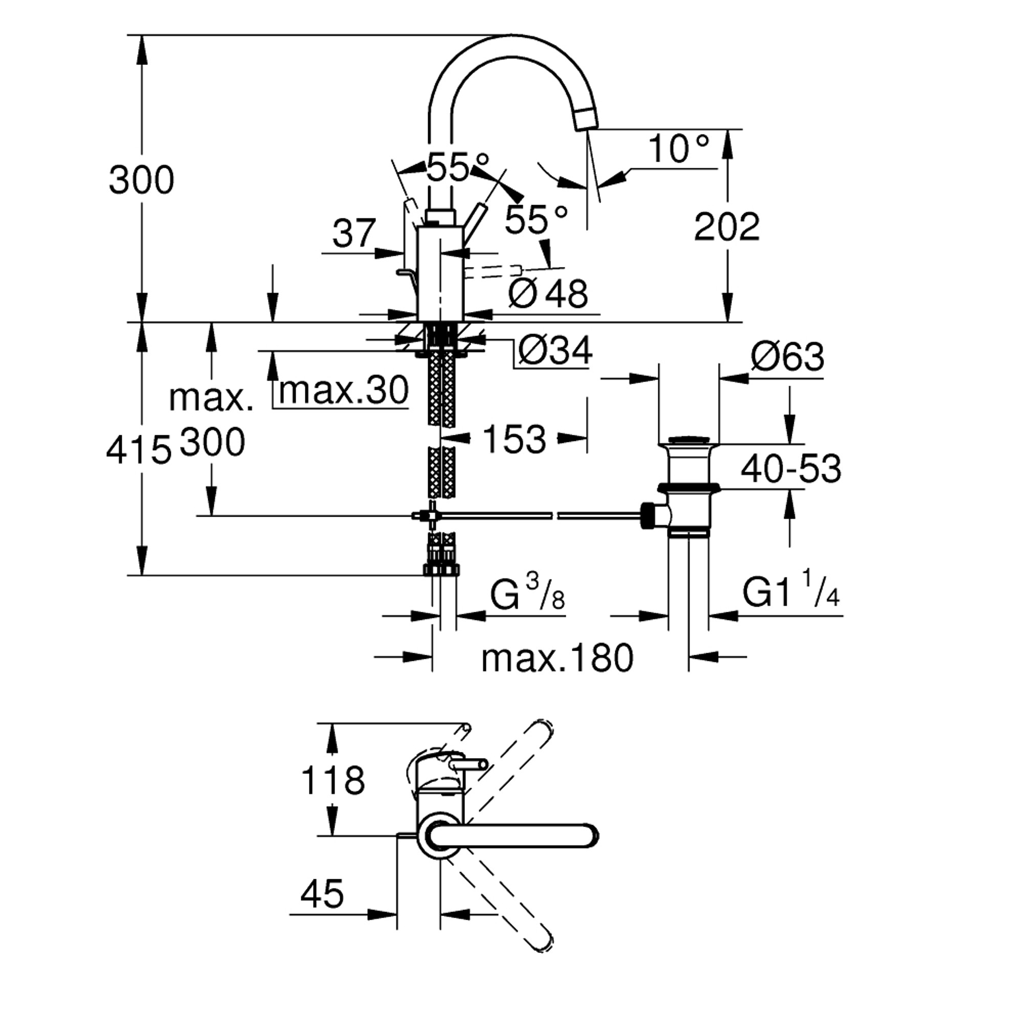 Grohe Concetto Lavabo Bataryası L Boy Krom 32629002