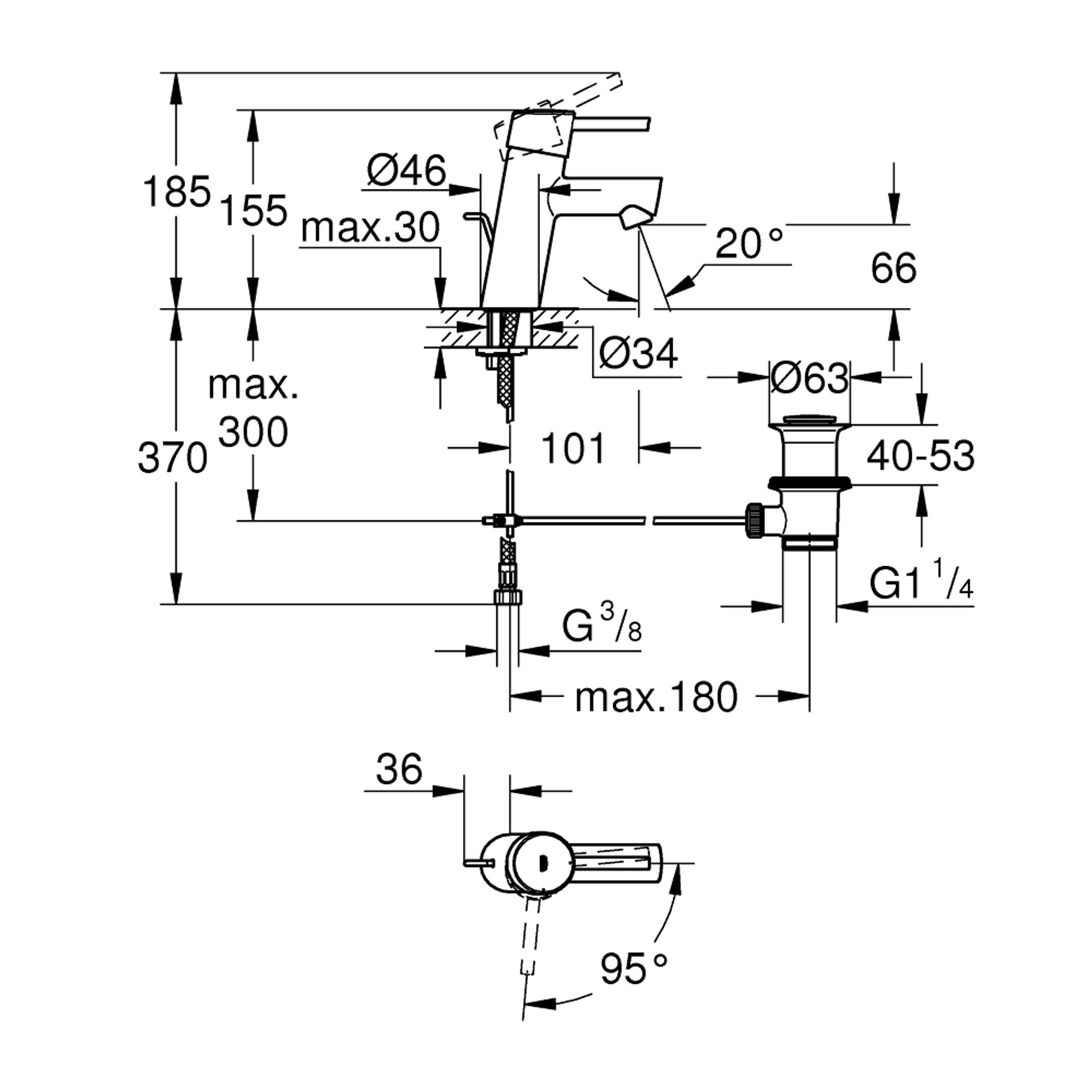 Grohe Concetto Lavabo Bataryası S Boy Krom 2338010E