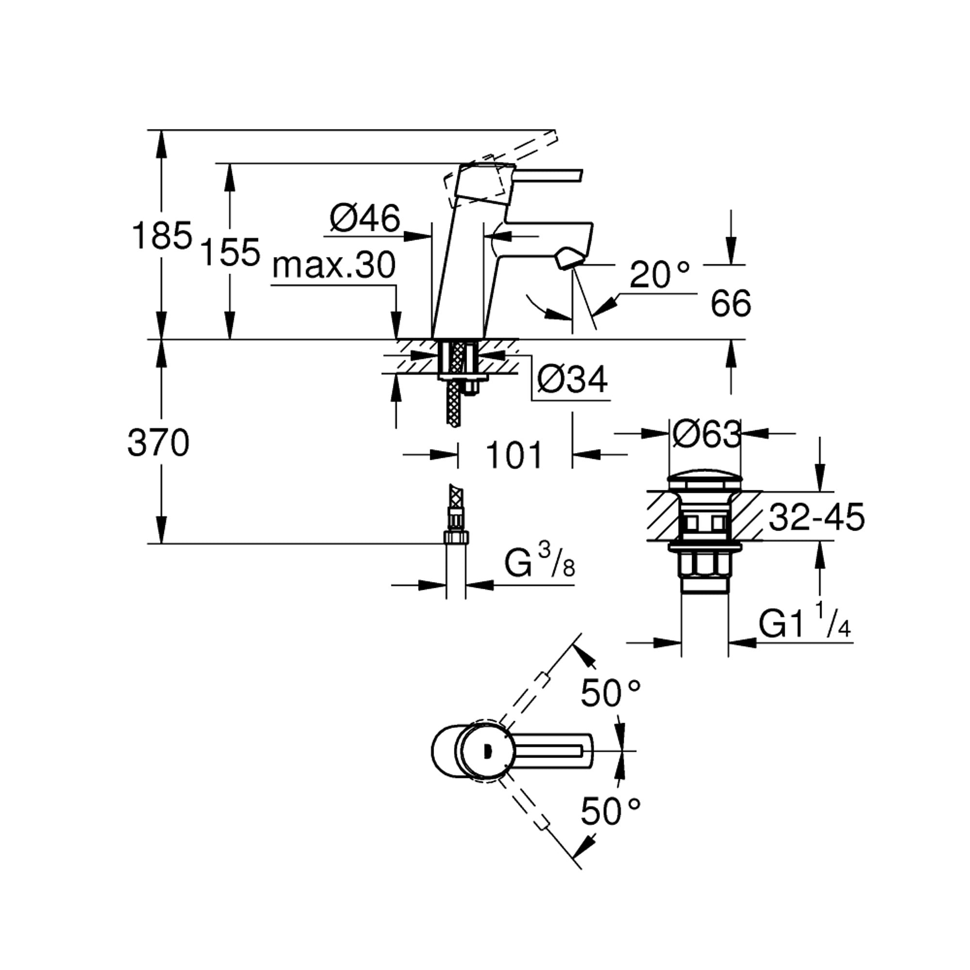 Grohe Concetto Lavabo Bataryası S Boy Krom 23931001