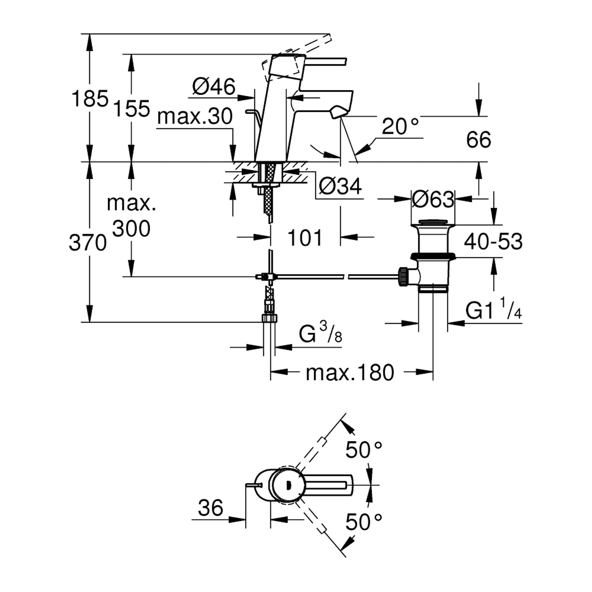 Grohe Concetto Lavabo Bataryası S Boy Krom 32204001