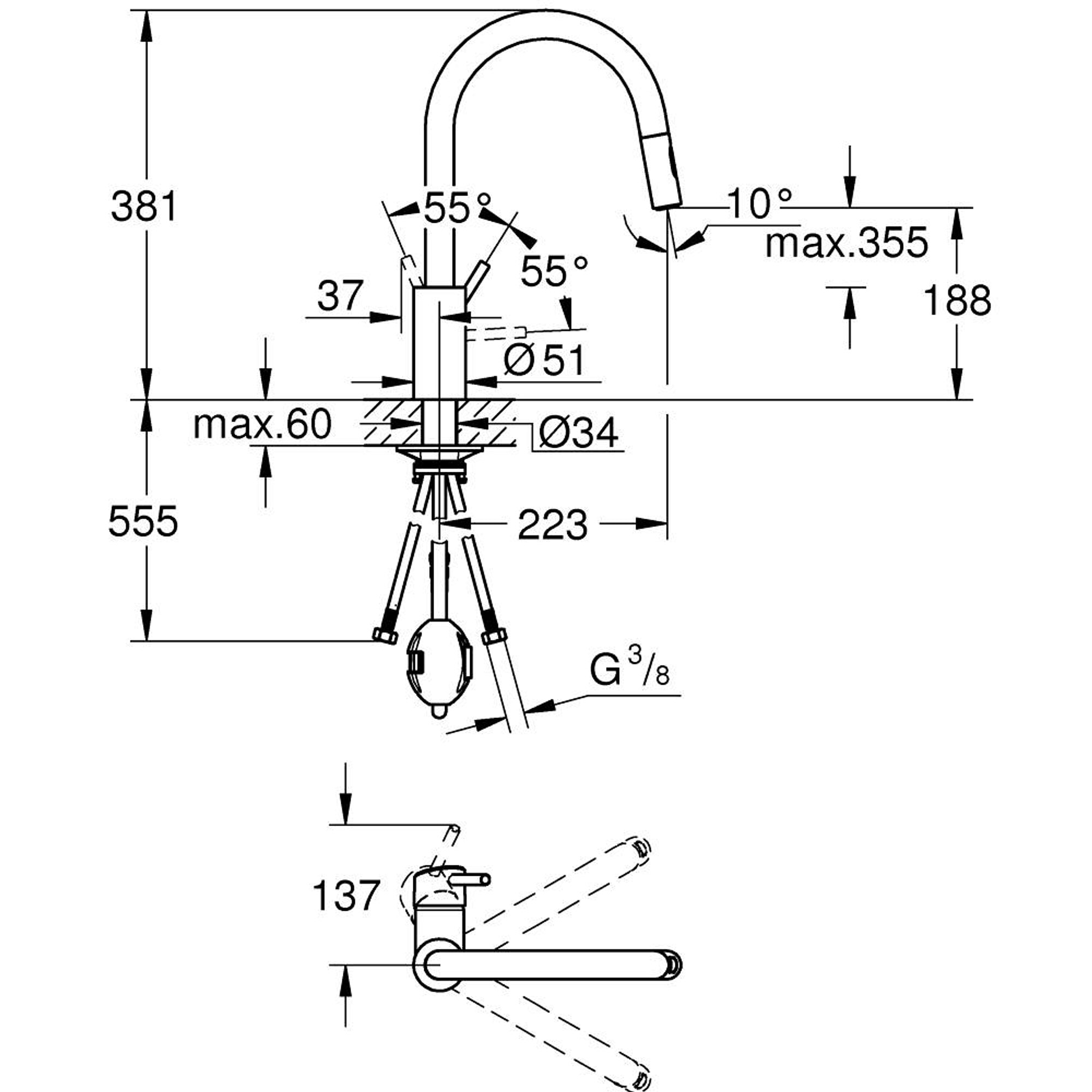 Grohe Concetto Mutfak Bataryası Krom 31483002
