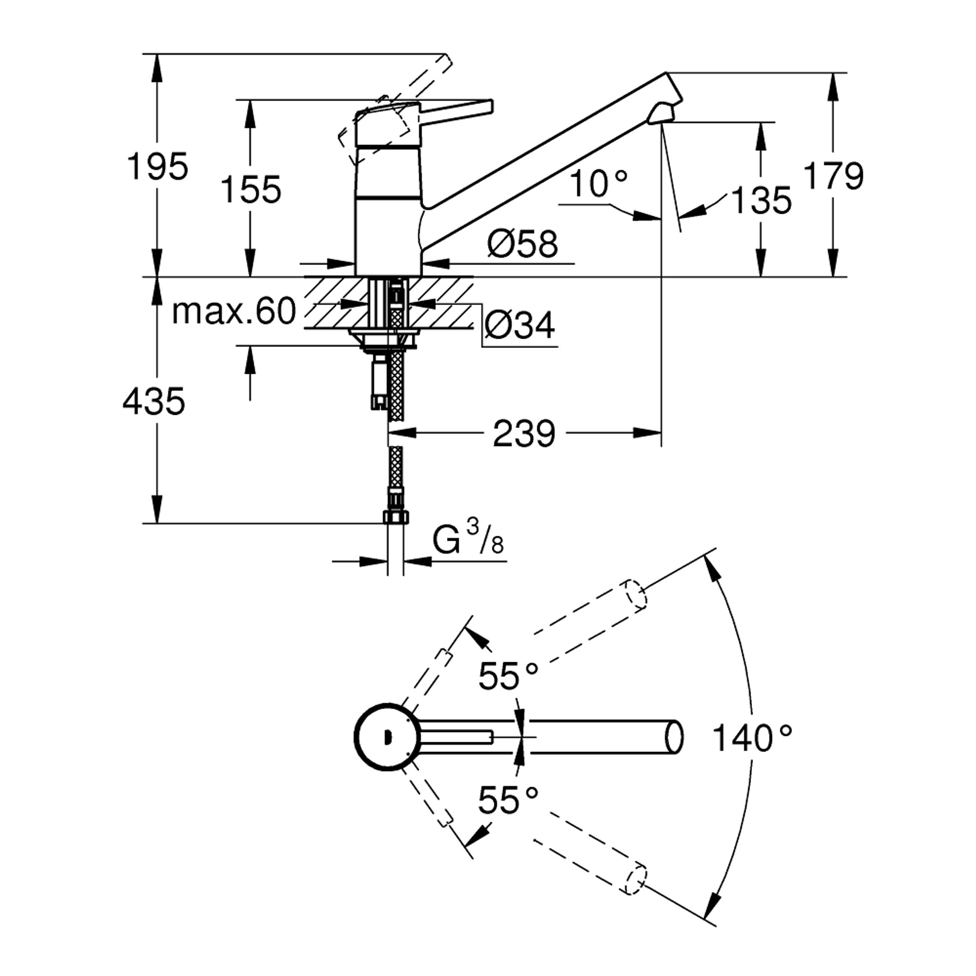 Grohe Concetto Mutfak Bataryası Krom 32659001