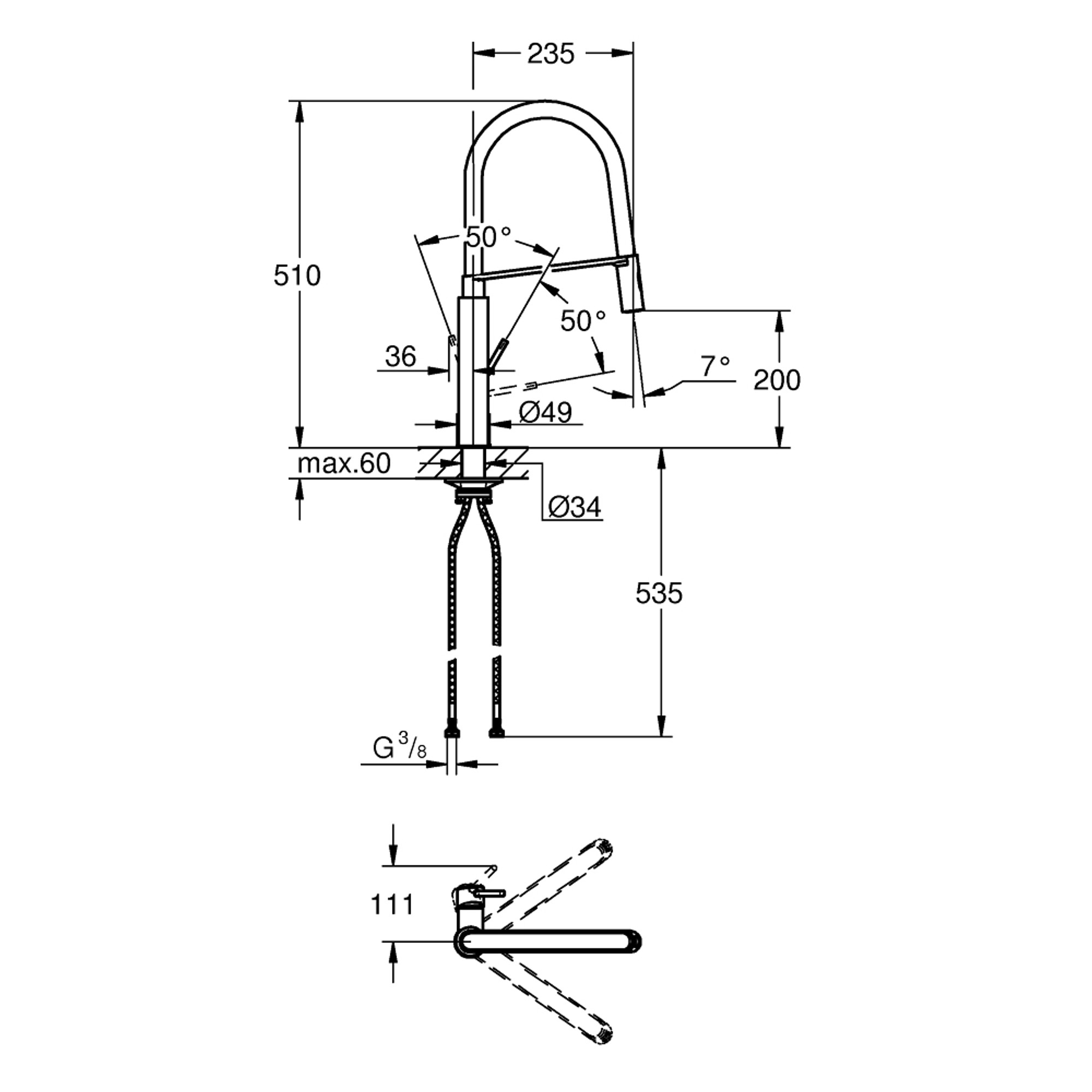 Grohe Concetto Mutfak Bataryası Paslanmaz Çelik 31491DC0