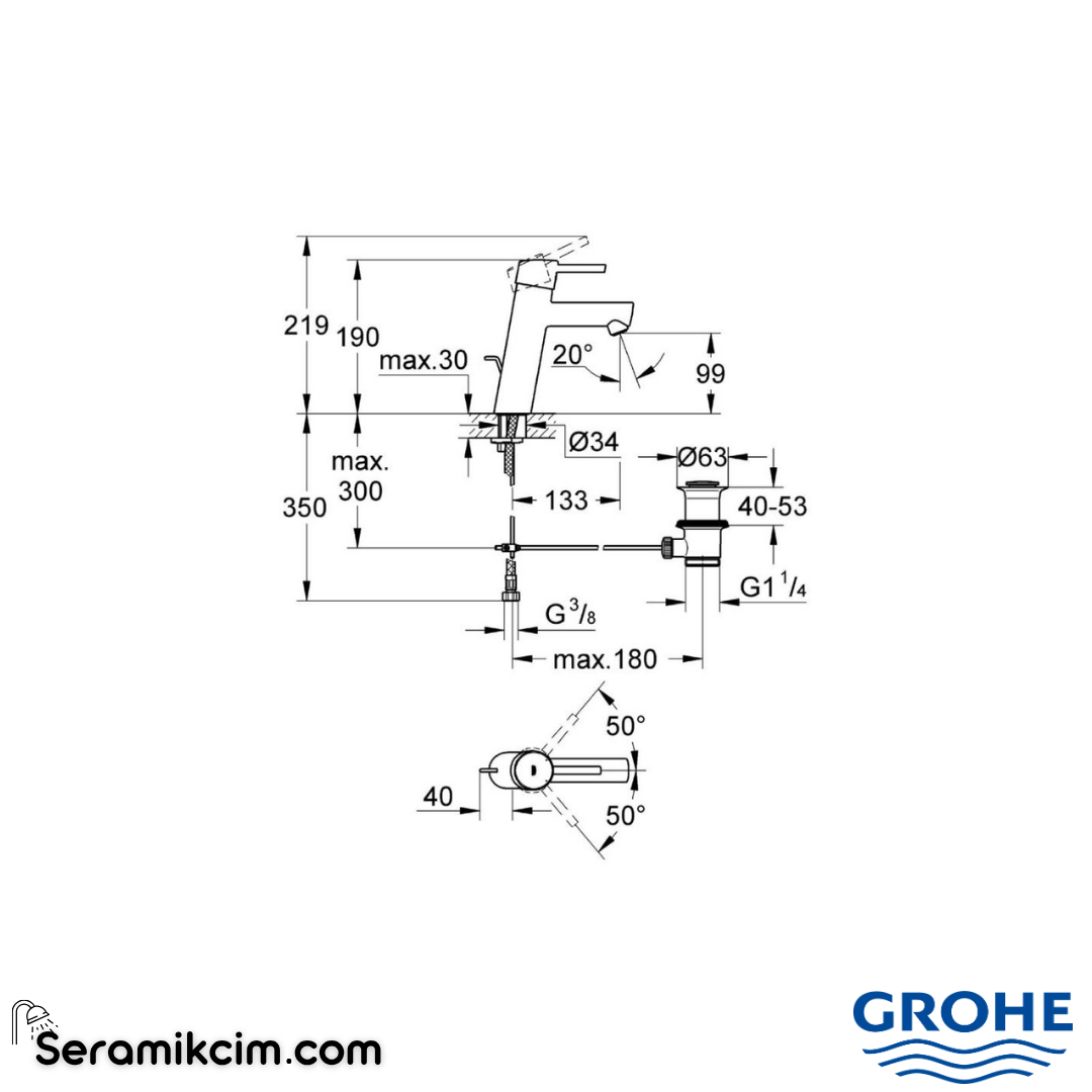 Grohe Concetto Sifon Kumandalı Lavabo Bataryası Krom 23450001 - 23450001